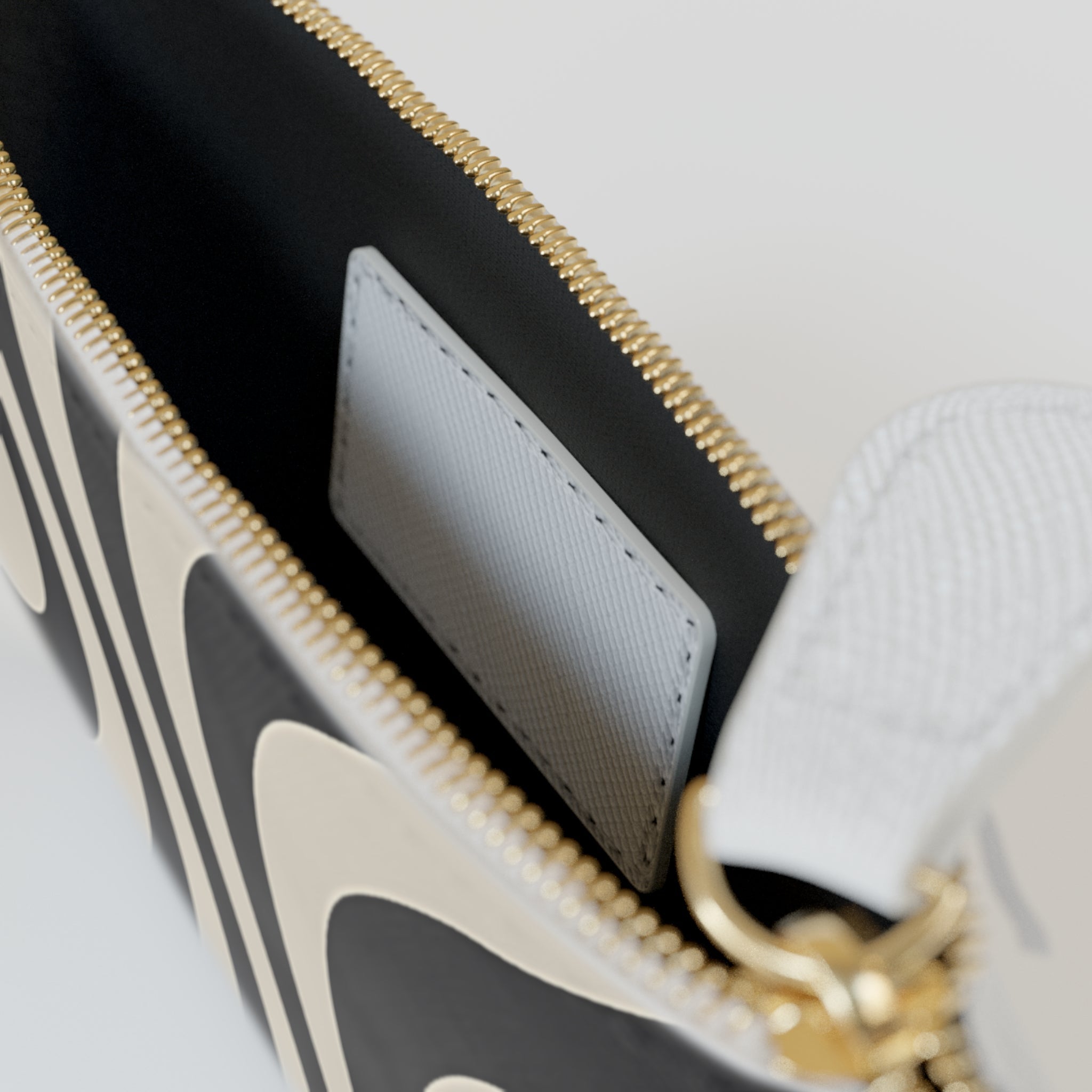 Printify Black and Beige Wavy Striped Clutch Bag 2025
