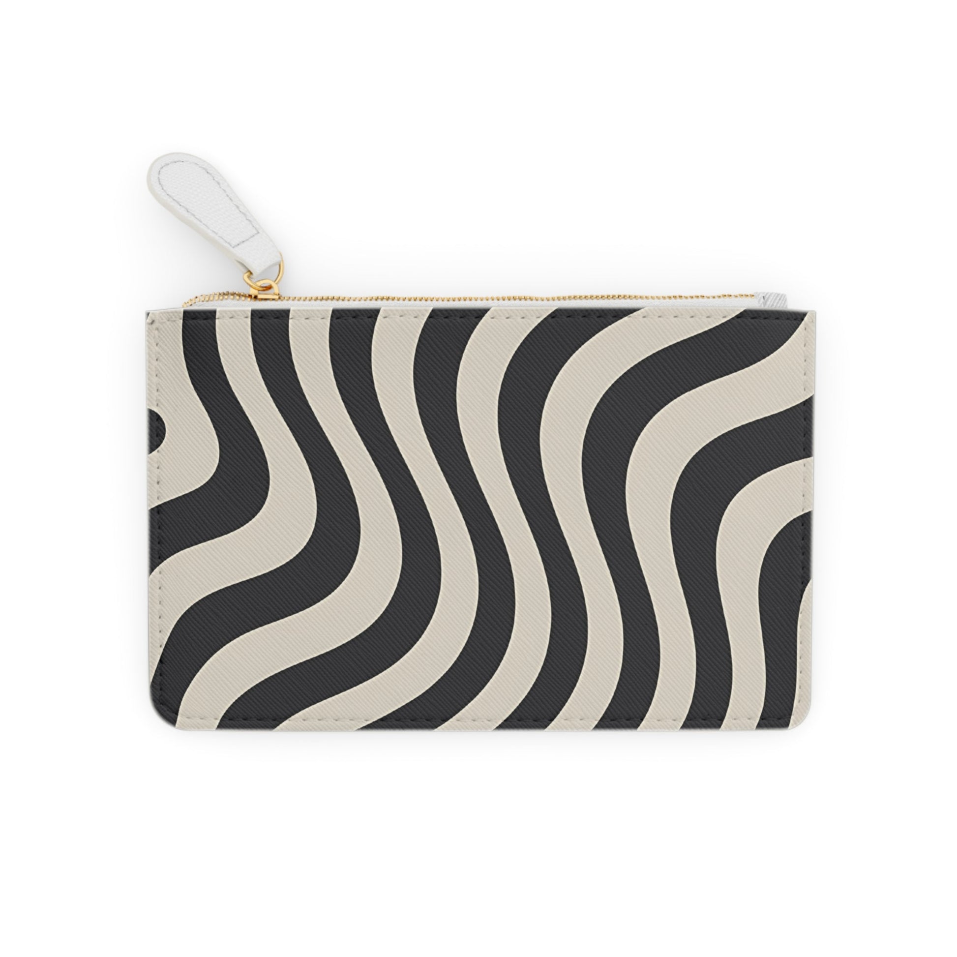 Printify Black and Beige Wavy Striped Clutch Bag 2025