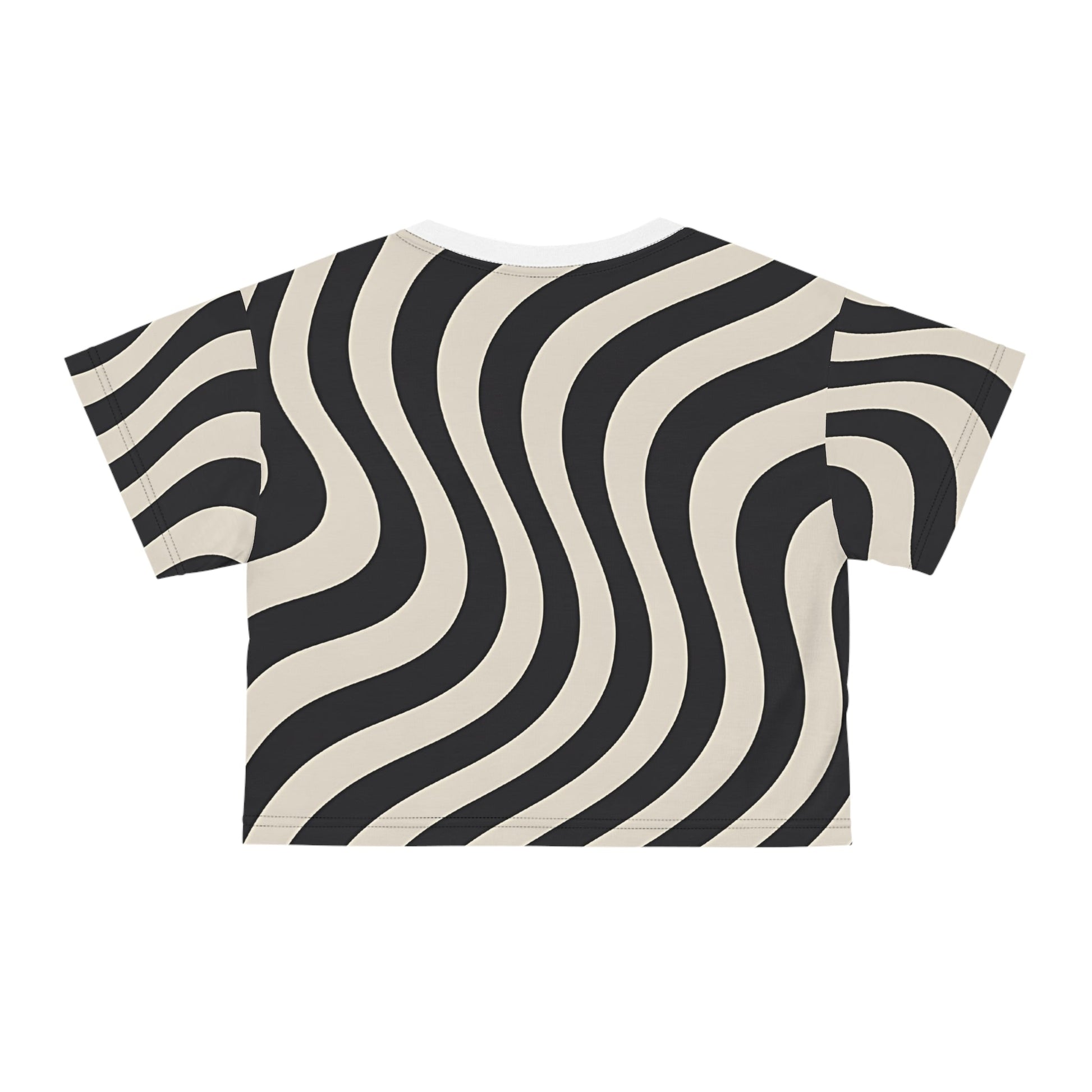 Black and Beige Wavy Striped Crop Top, Artsulli - Art is Long, Life is Short, All Over Prints, , , , , , , 