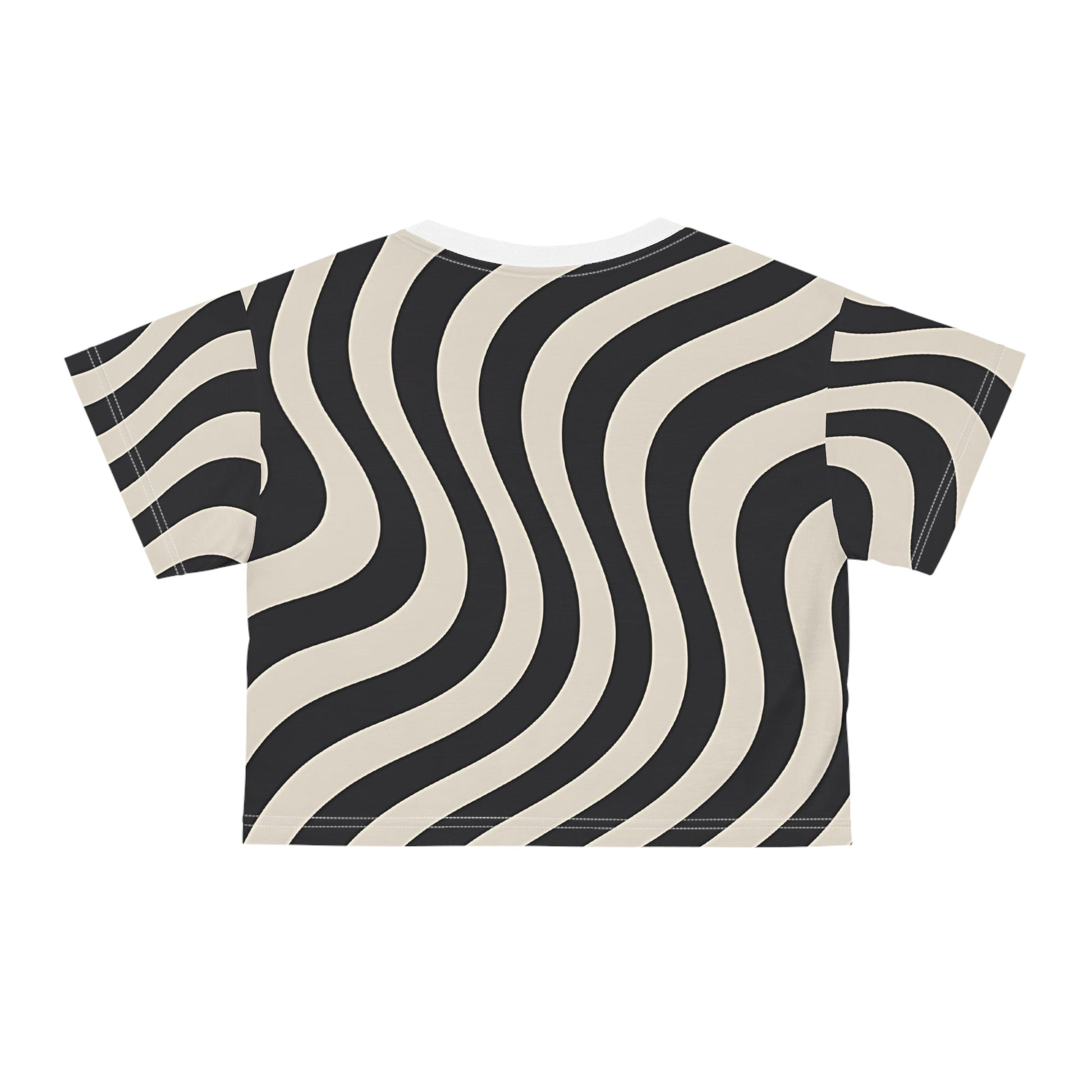 Black and Beige Wavy Striped Crop Top, Artsulli - Art is Long, Life is Short, All Over Prints, , , , , , , 