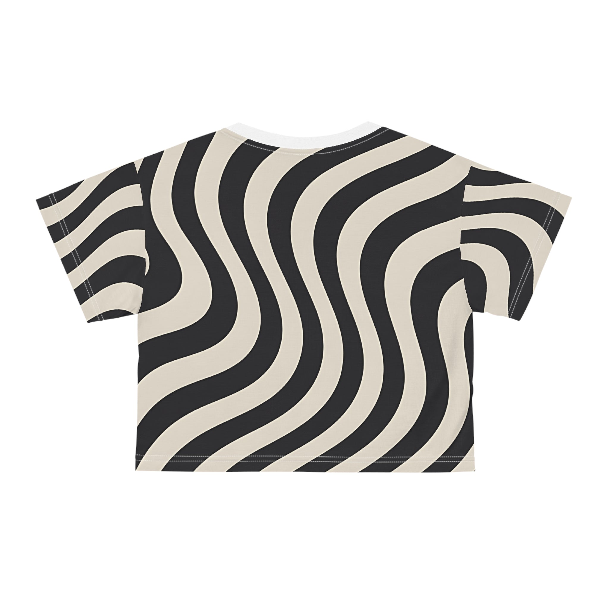 Black and Beige Wavy Striped Crop Top, Artsulli - Art is Long, Life is Short, All Over Prints, , , , , , , 