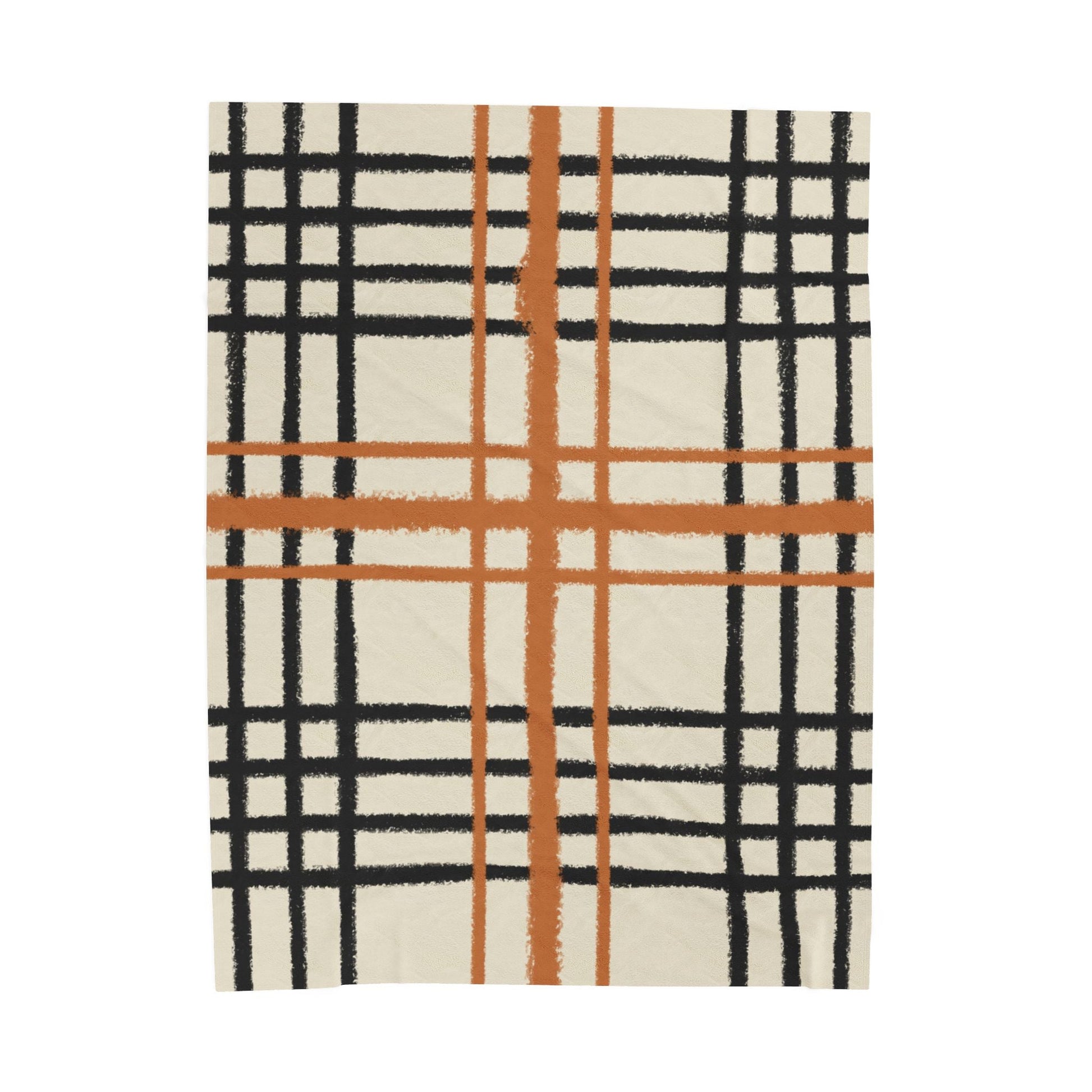 Black and Burnt Orange Plaid Blanket, Artsulli - Art is Long, Life is Short, All Over Prints, Size, 60" × 80", , , , , 16571525022898280037