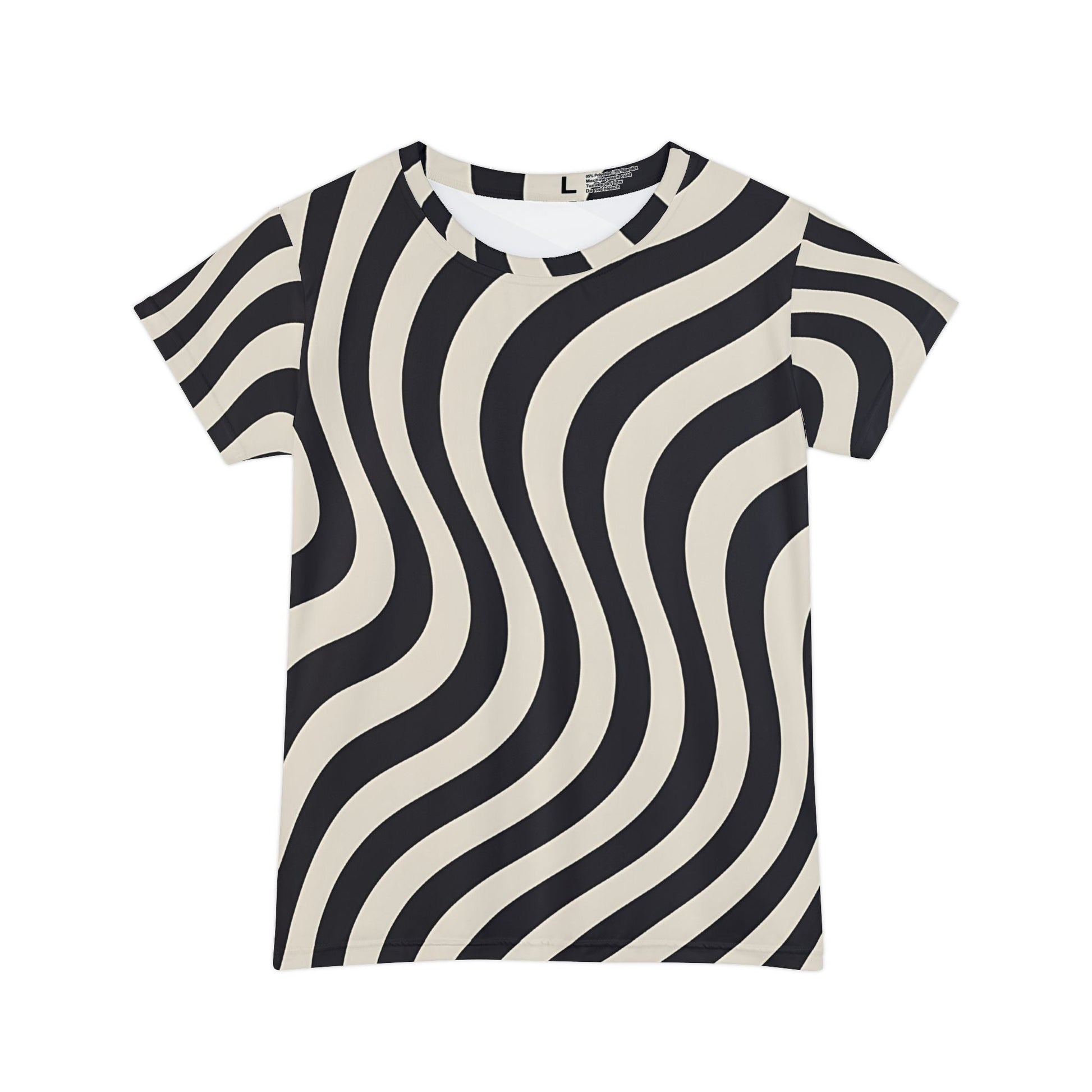 Black and Cream Wave Stripe Tee, Artsulli - Art is Long, Life is Short, All Over Prints, Size, XS, , , , , 26332492662481347592