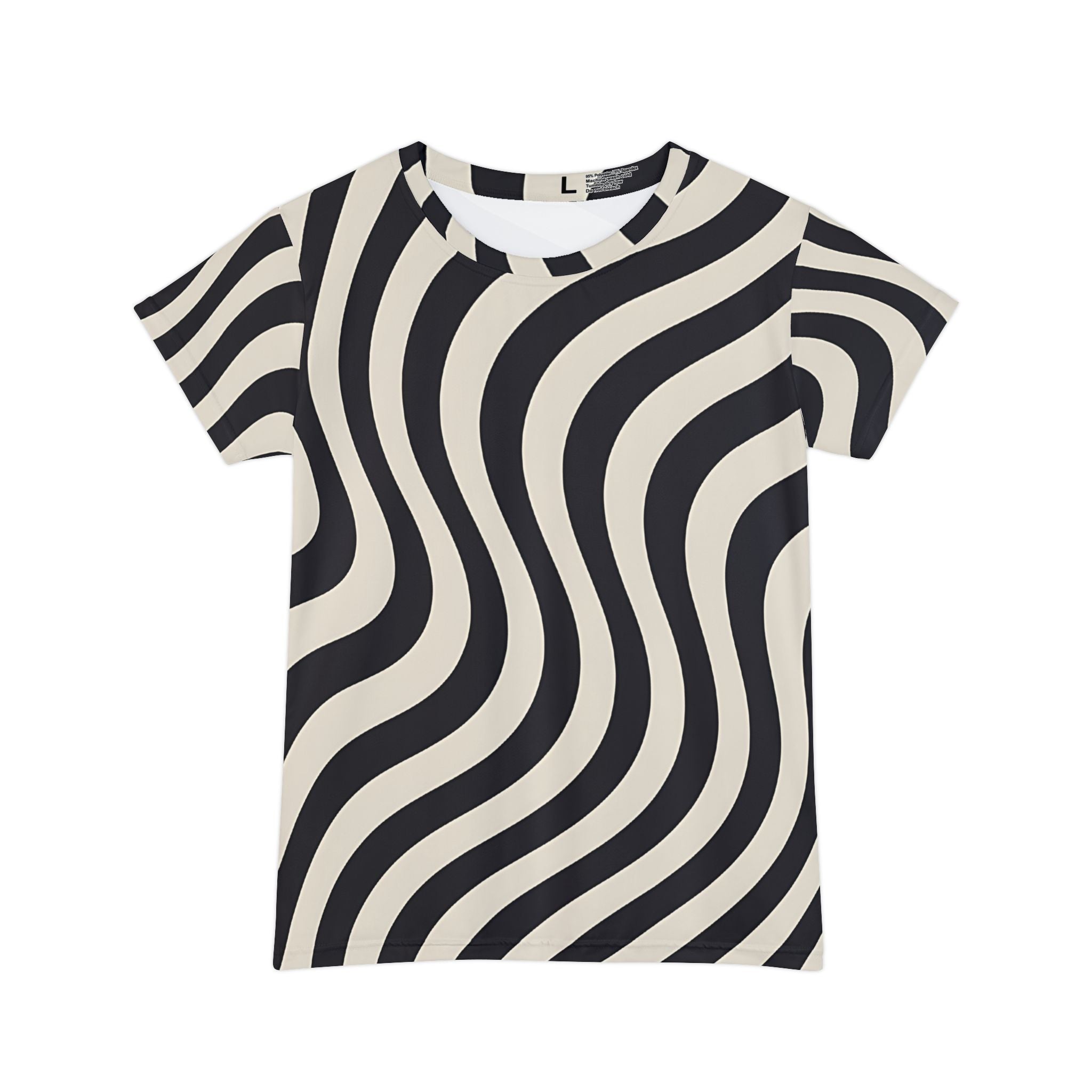 Printify Black and Cream Wave Stripe Tee 2025
