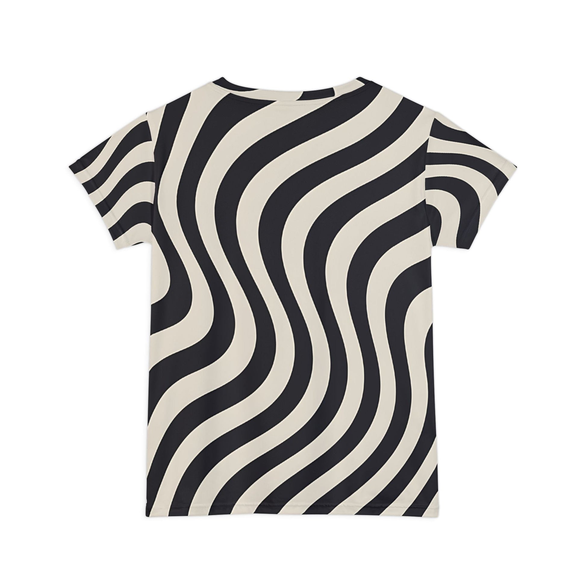 Black and Cream Wave Stripe Tee, Artsulli - Art is Long, Life is Short, All Over Prints, , , , , , , 