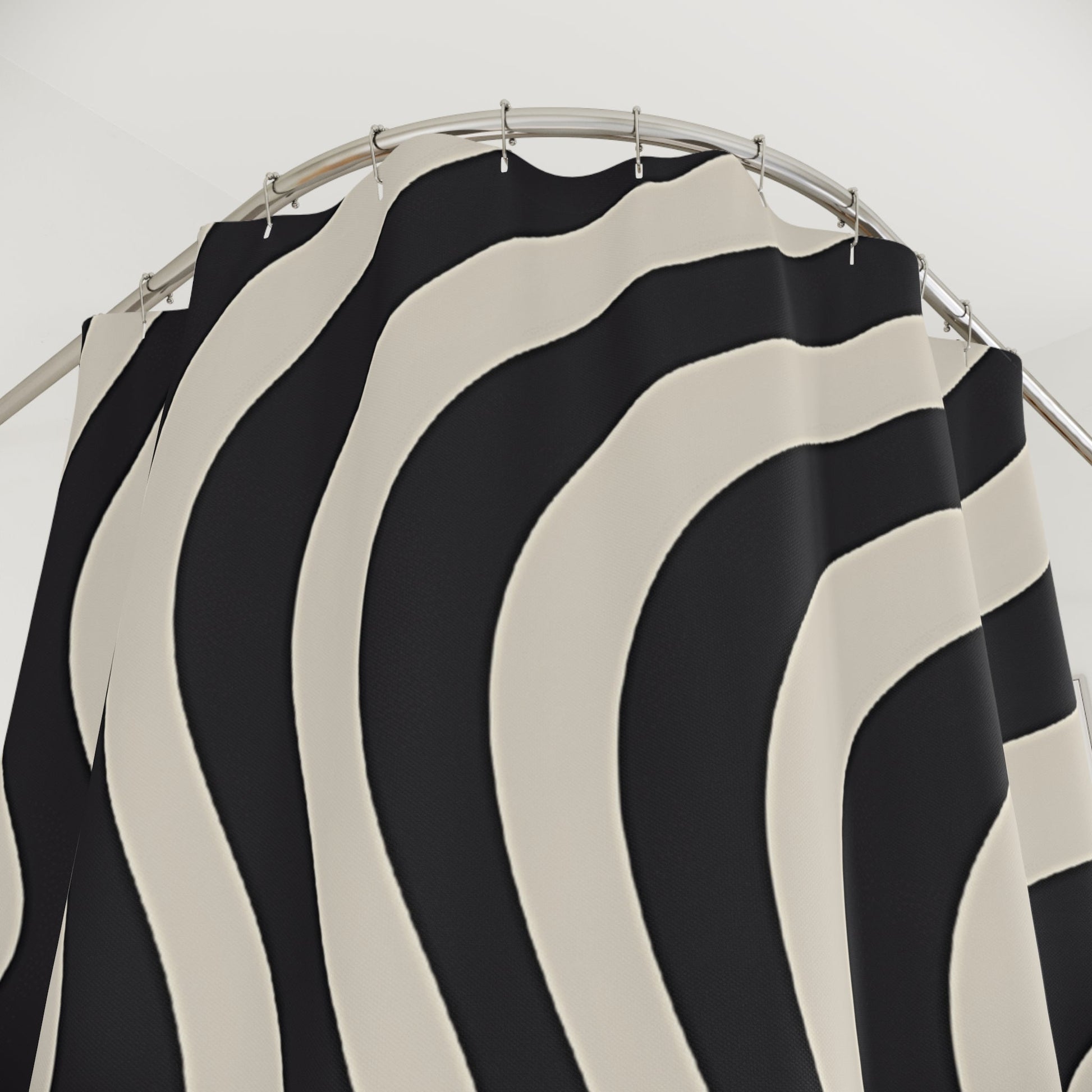 Black and Cream Wavy Stripe Shower Curtain, Artsulli - Art is Long, Life is Short, Home Decor, , , , , , , 