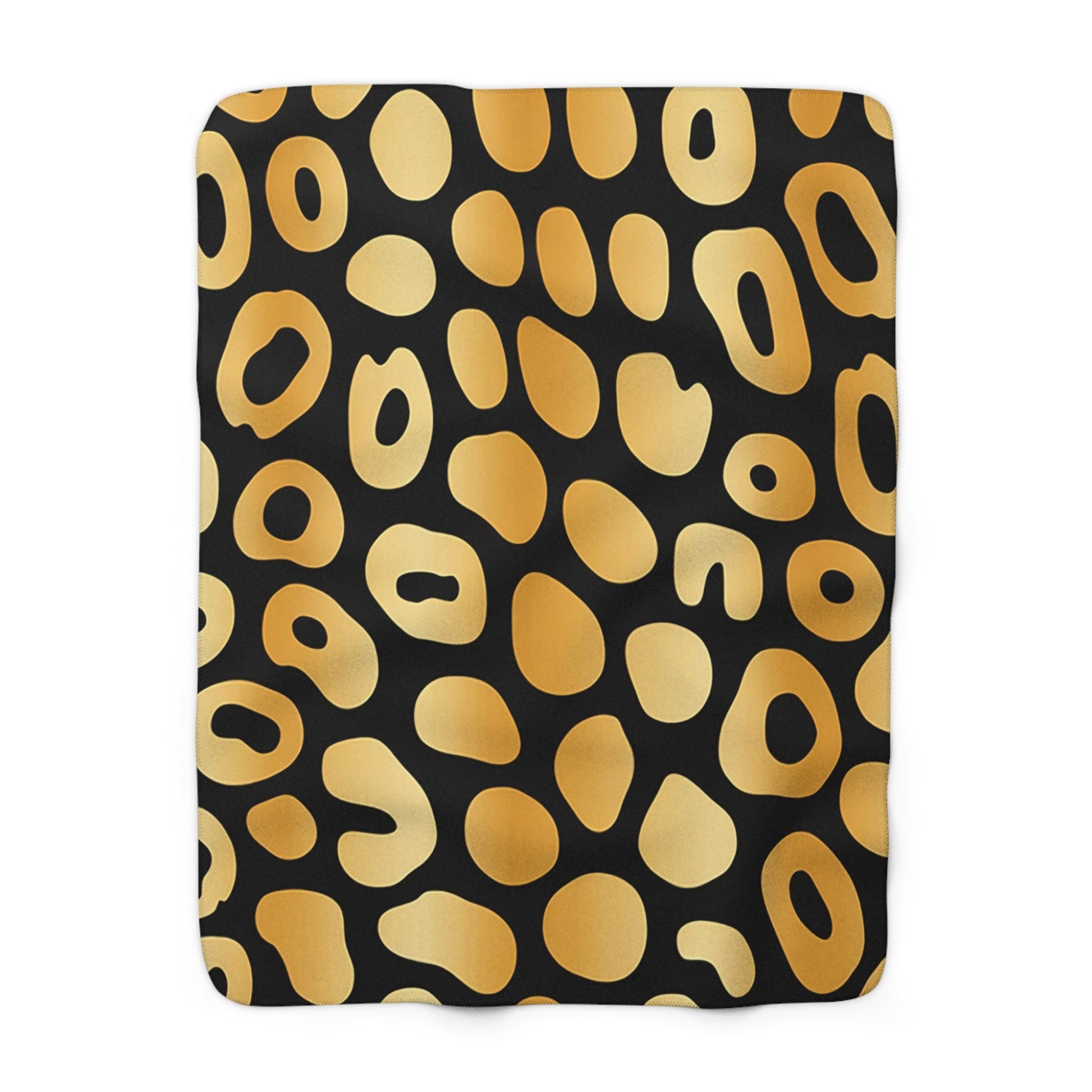 Black and Gold Leopard Print Sherpa Fleece Blanket, Artsulli - Art is Long, Life is Short, Home Decor, Size, 50" × 60", , , , , 11346350527183511614