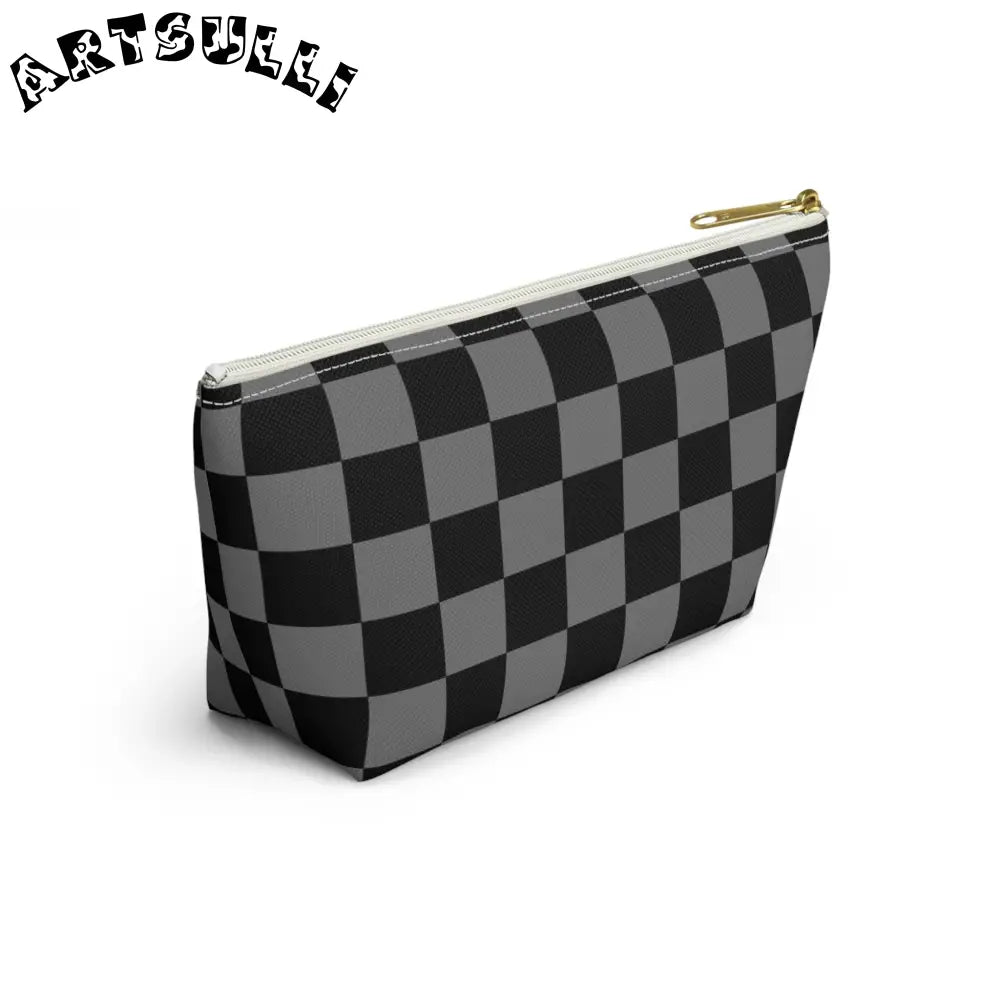 Black and Gray Art Printed T-Bottom Pouch, Artsulli - Art is Long, Life is Short, Bags, , , , , , , 