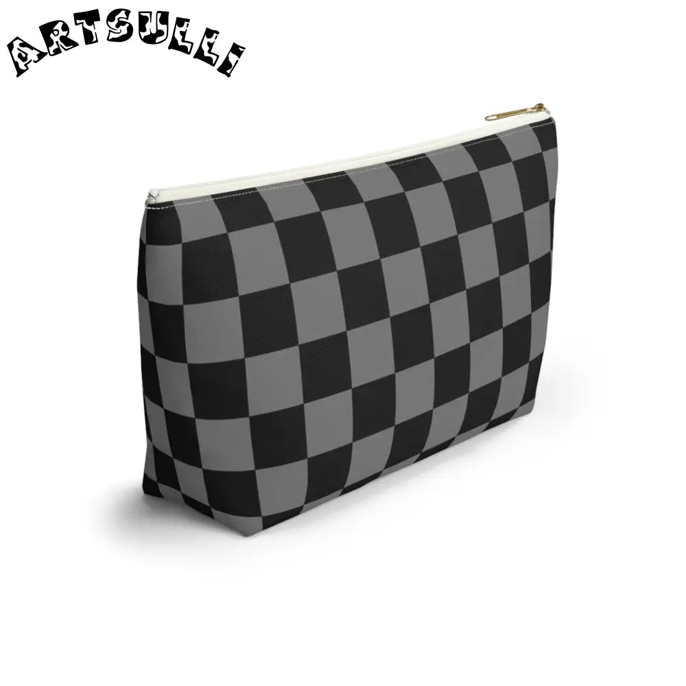 Black and Gray Art Printed T-Bottom Pouch, Artsulli - Art is Long, Life is Short, Bags, , , , , , , 