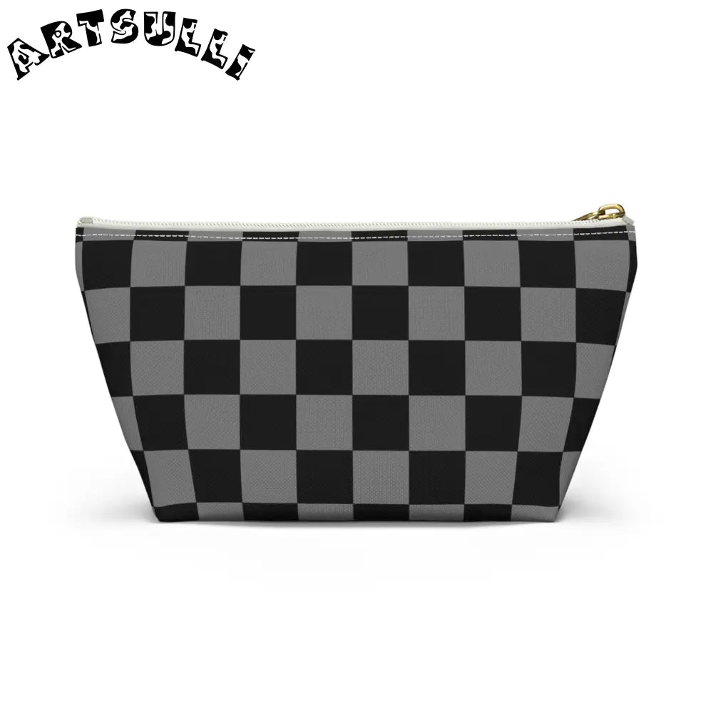 Black and Gray Art Printed T-Bottom Pouch, Artsulli - Art is Long, Life is Short, Bags, , , , , , , 