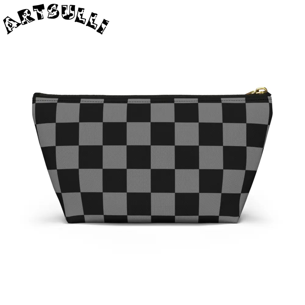 Black and Gray Art Printed T-Bottom Pouch, Artsulli - Art is Long, Life is Short, Bags, , , , , , , 