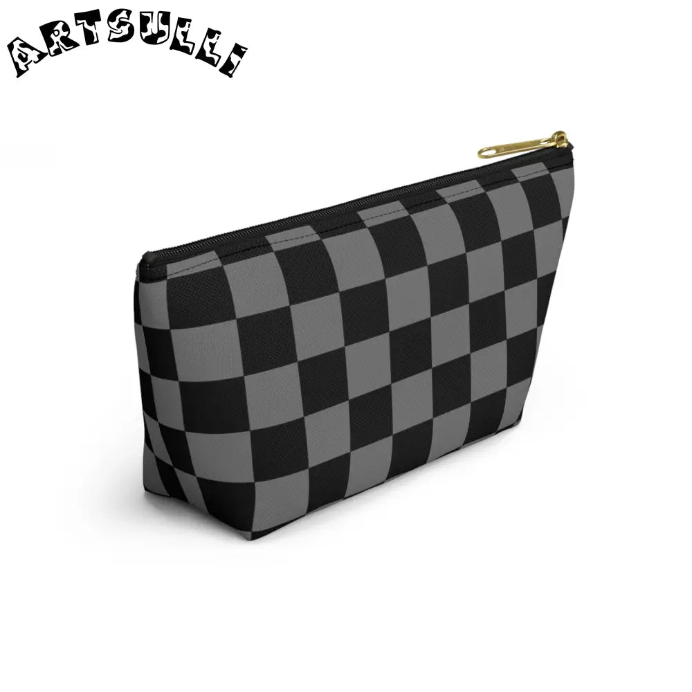 Black and Gray Art Printed T-Bottom Pouch, Artsulli - Art is Long, Life is Short, Bags, , , , , , , 