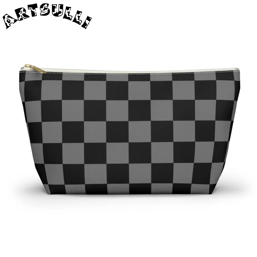 Black and Gray Art Printed T-Bottom Pouch, Artsulli - Art is Long, Life is Short, Bags, Size, Large, Color, White zipper, , , 14046073946354971399