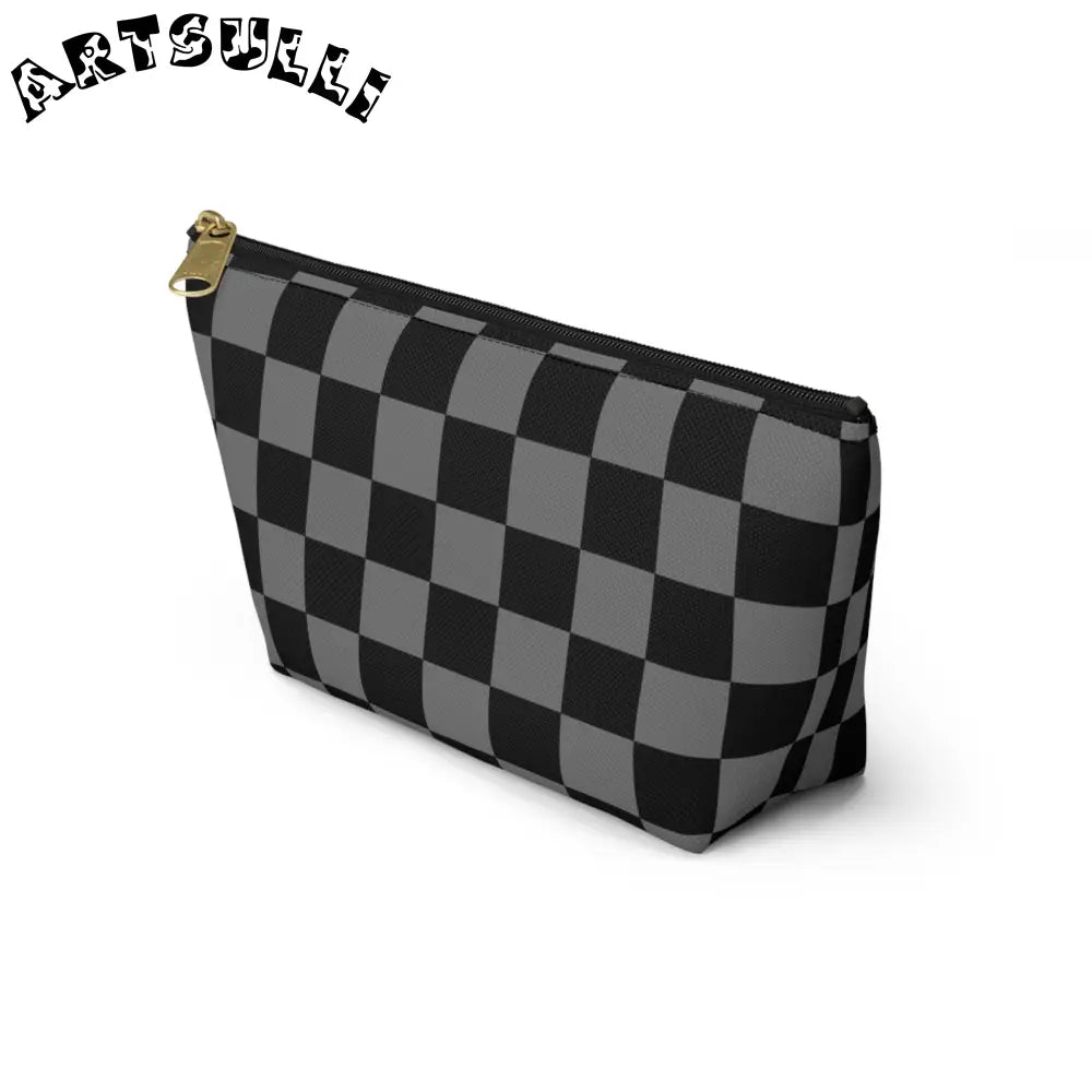 Black and Gray Art Printed T-Bottom Pouch, Artsulli - Art is Long, Life is Short, Bags, , , , , , , 