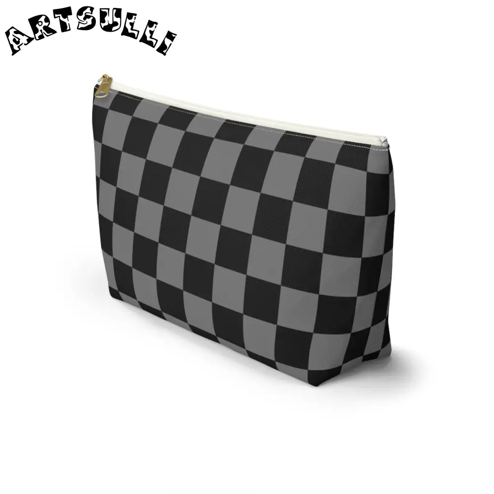 Black and Gray Art Printed T-Bottom Pouch, Artsulli - Art is Long, Life is Short, Bags, , , , , , , 