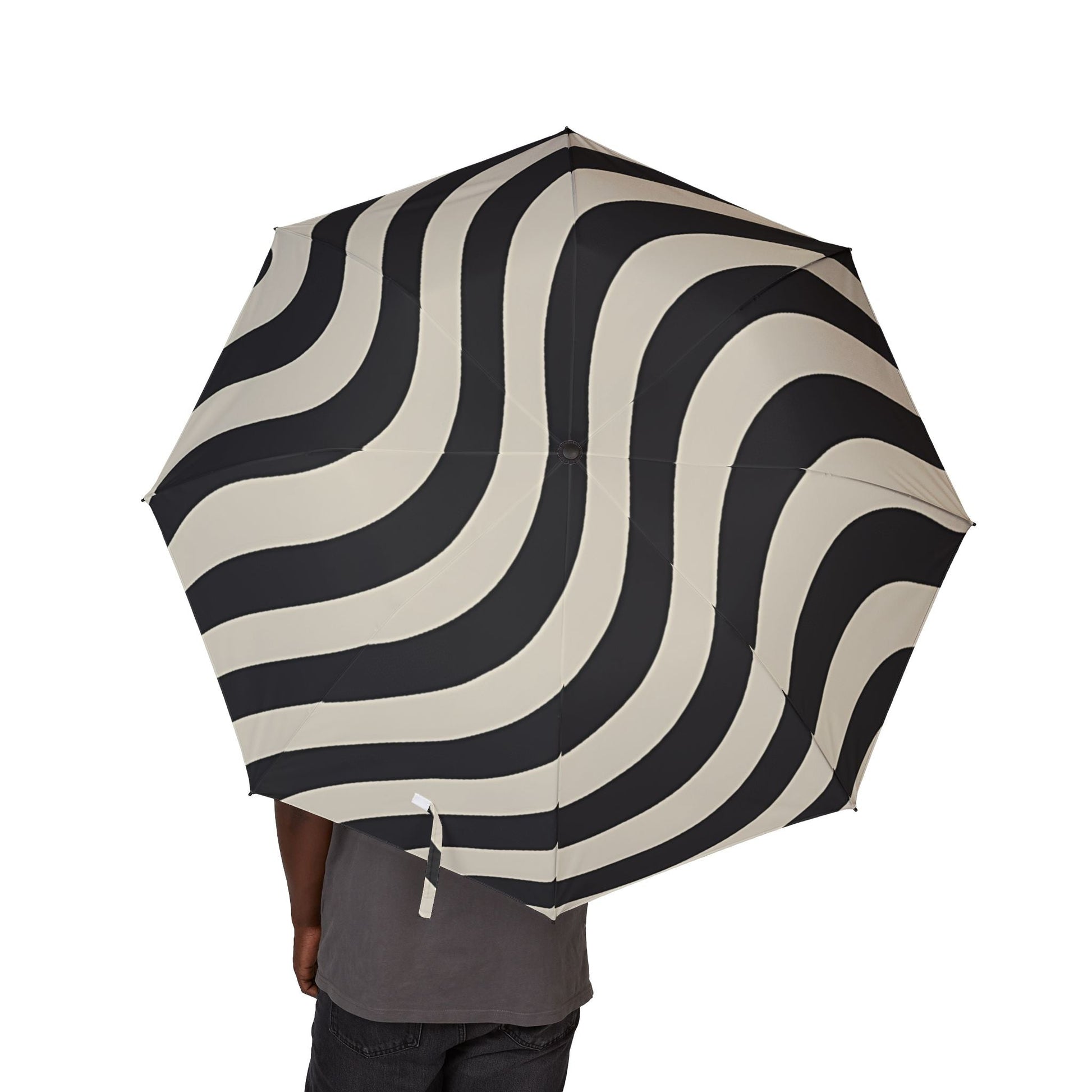 Black and Off-White Wave Stripe Umbrella, Artsulli - Art is Long, Life is Short, Accessories, , , , , , , 