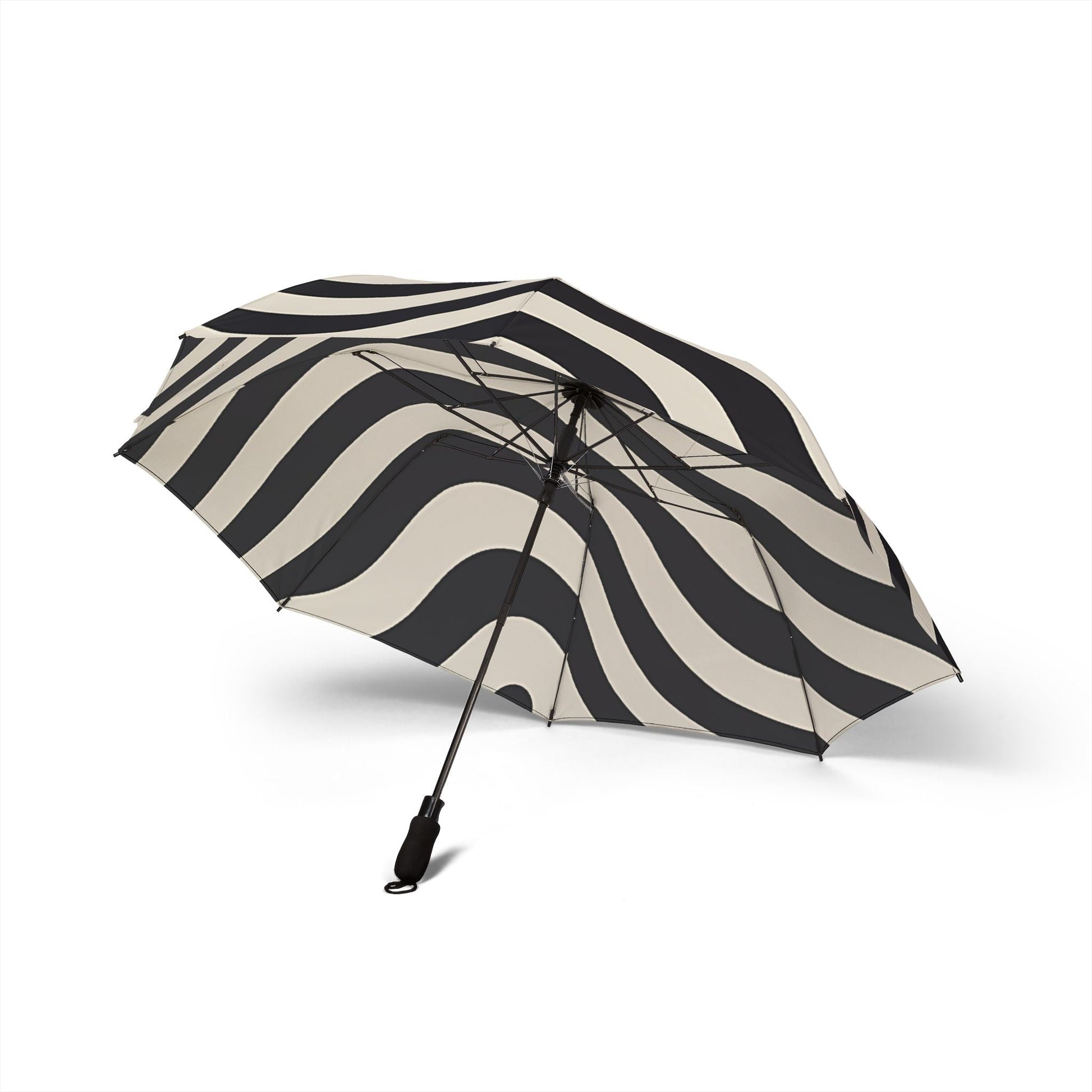 Black and Off-White Wave Stripe Umbrella, Artsulli - Art is Long, Life is Short, Accessories, , , , , , , 