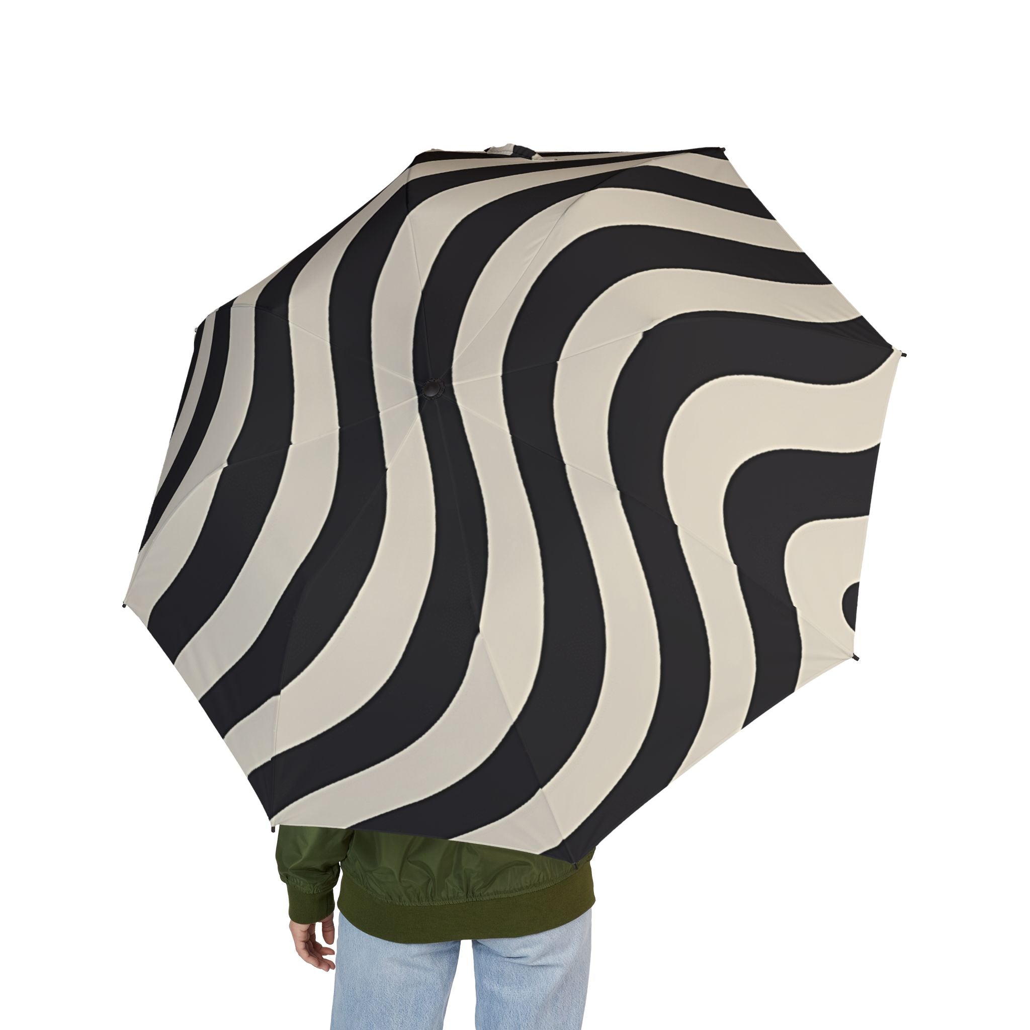 Black and Off-White Wave Stripe Umbrella, Artsulli - Art is Long, Life is Short, Accessories, , , , , , , 