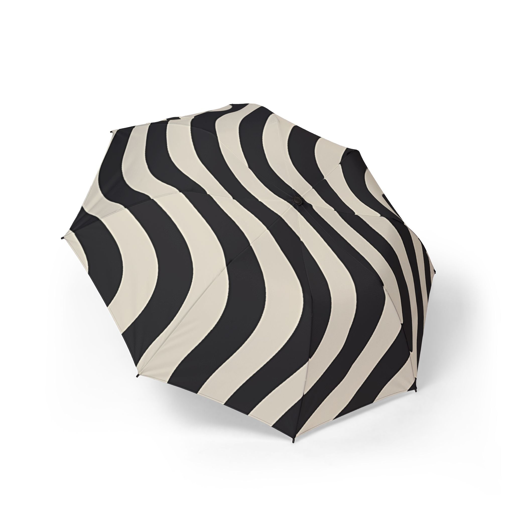 Black and Off-White Wave Stripe Umbrella, Artsulli - Art is Long, Life is Short, Accessories, Size, One size, , , , , 32414658014122462579
