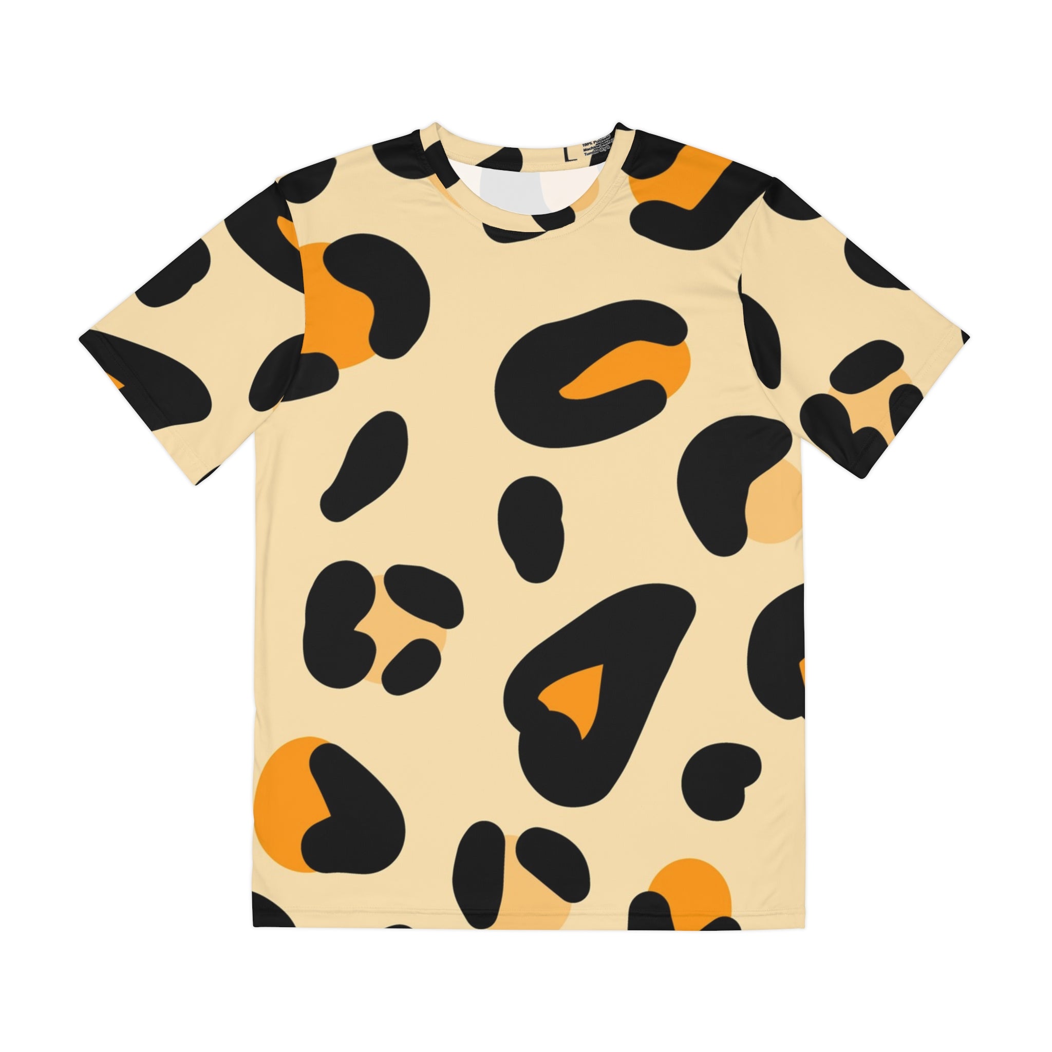 Black and Orange Leopard Print T-Shirt, Artsulli - Art is Long, Life is Short, All Over Prints, Size, XS, , , , , 23849472106534348376