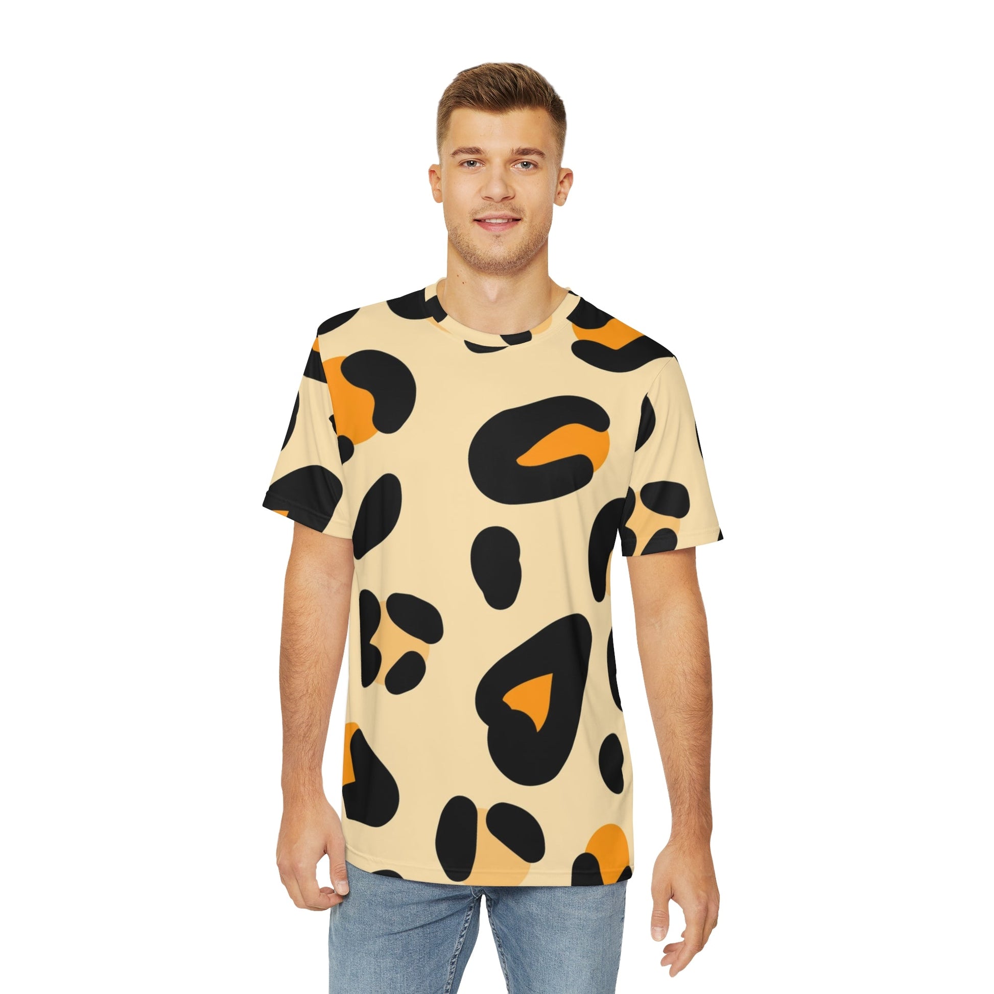 Black and Orange Leopard Print T-Shirt, Artsulli - Art is Long, Life is Short, All Over Prints, , , , , , , 