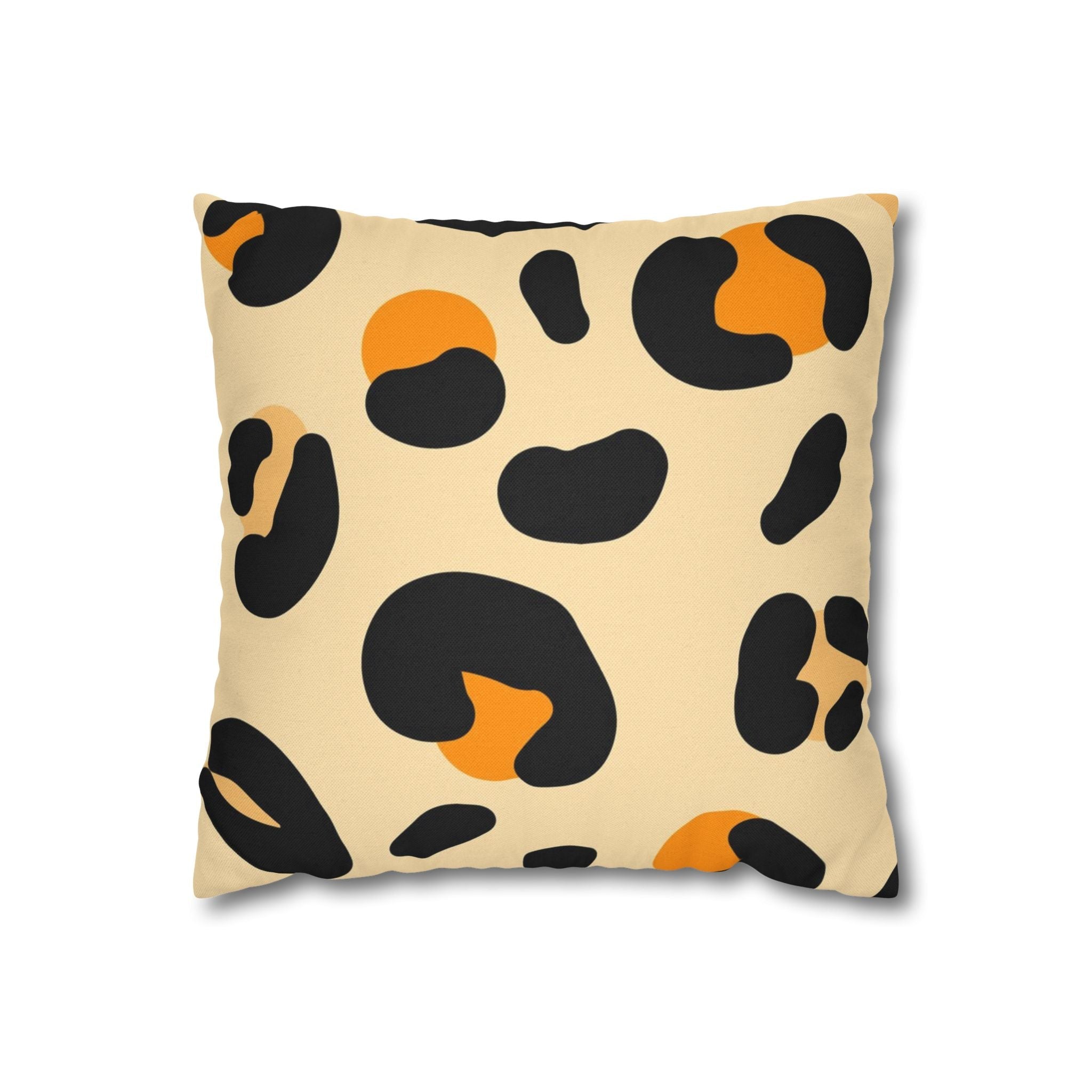 Black and Orange Leopard Print Throw Pillow, Artsulli - Art is Long, Life is Short, Home Decor, Size, 14" × 14", , , , , 30380983298491769505