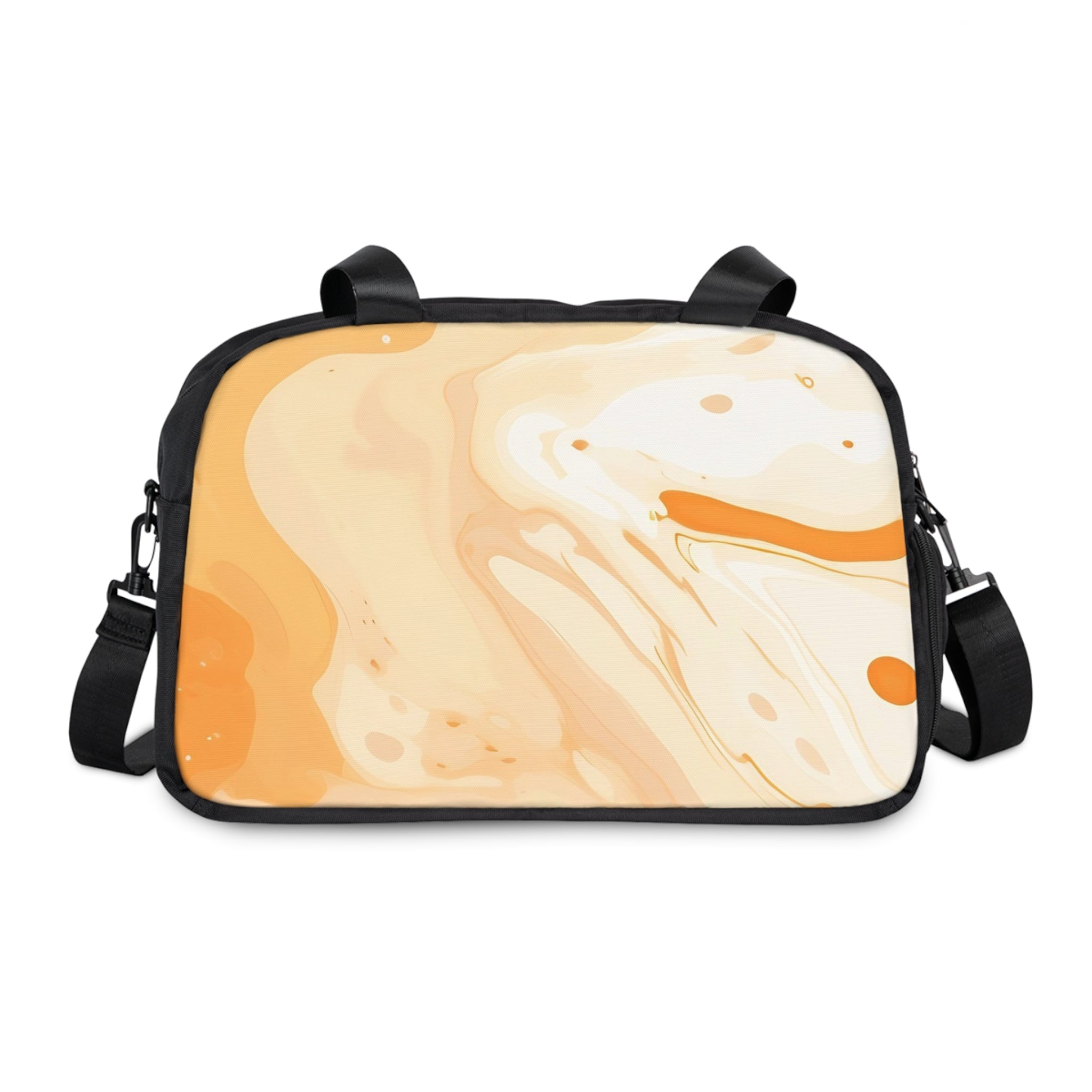 Printify Black and Orange Marble Fitness Handbag 2025
