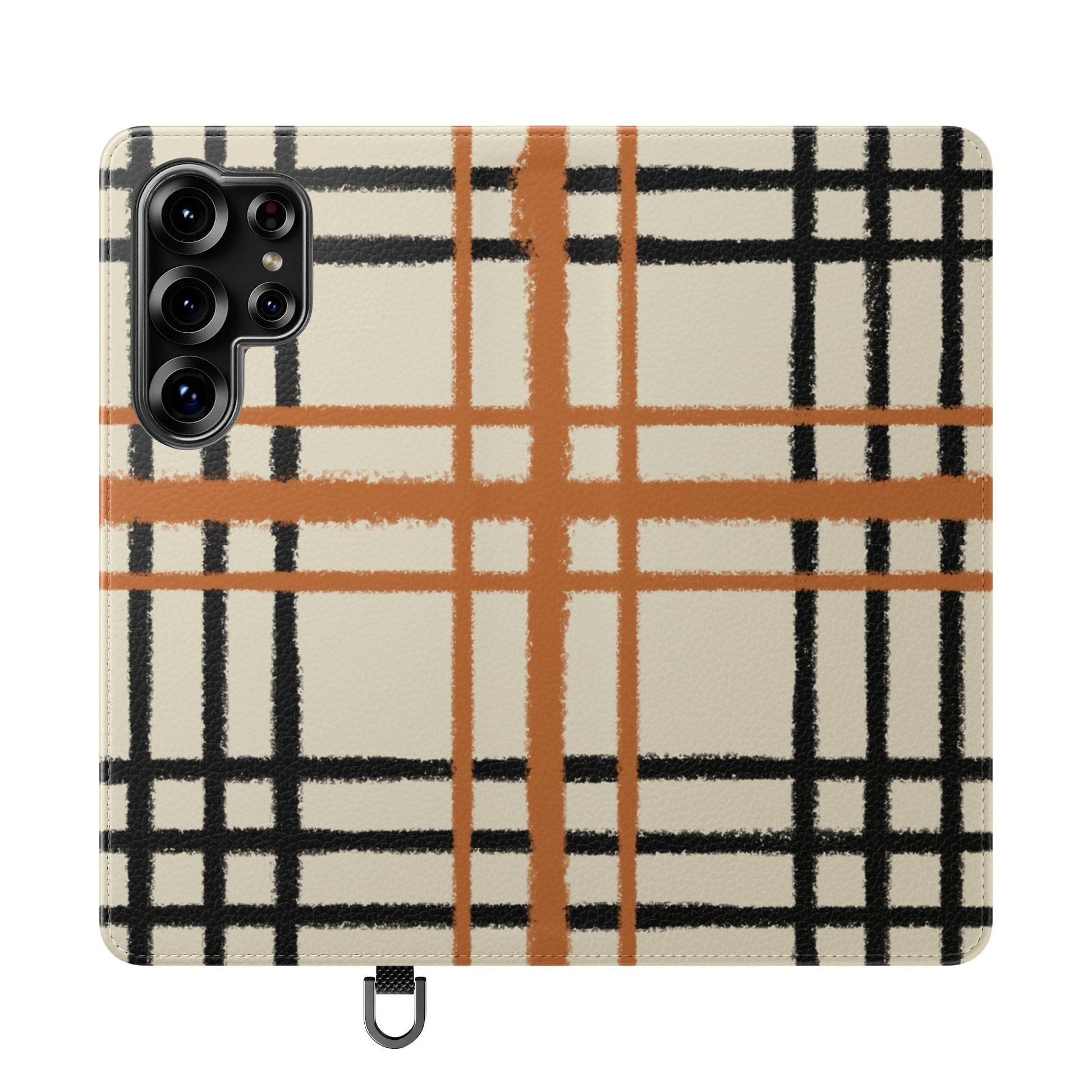 Black and Orange Plaid Flip Cases, Artsulli - Art is Long, Life is Short, Phone Case, Size, Samsung Galaxy S25 Ultra, , , , , 80885327399598772927