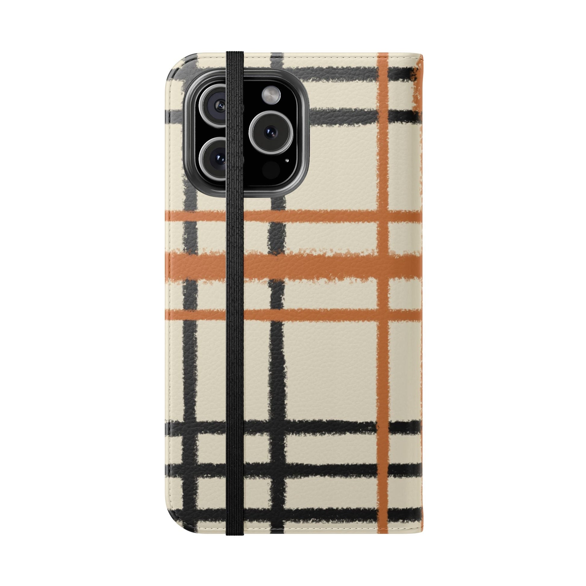 Black and Orange Plaid Flip Cases, Artsulli - Art is Long, Life is Short, Phone Case, , , , , , , 