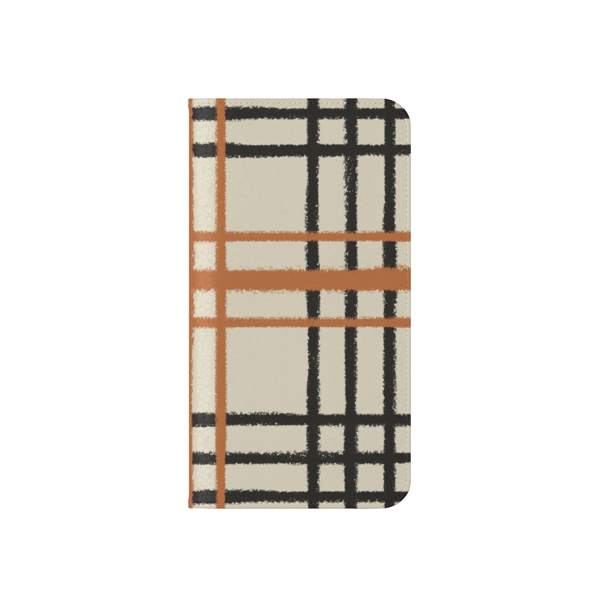 Black and Orange Plaid Flip Cases, Artsulli - Art is Long, Life is Short, Phone Case, , , , , , , 