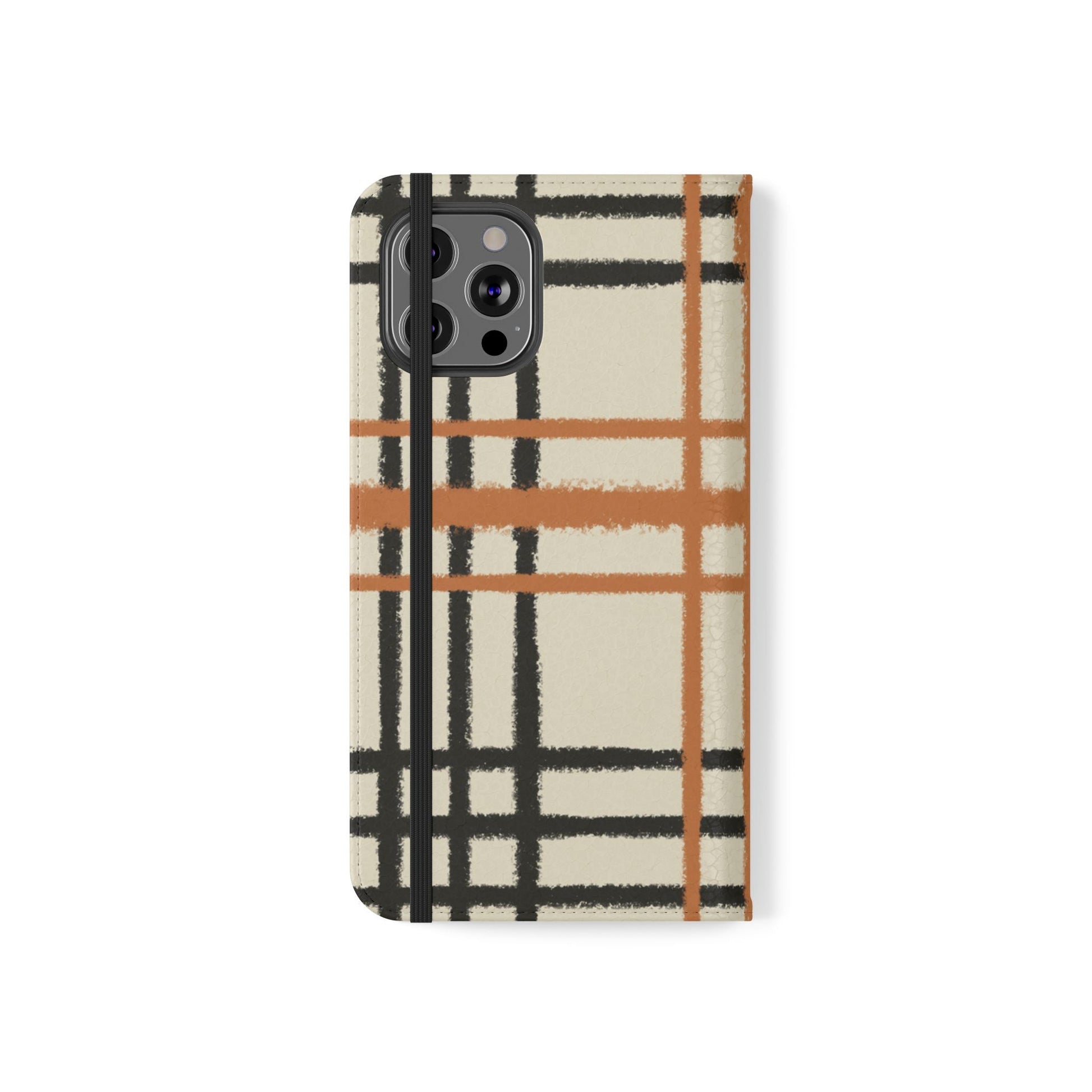 Black and Orange Plaid Flip Cases, Artsulli - Art is Long, Life is Short, Phone Case, , , , , , , 