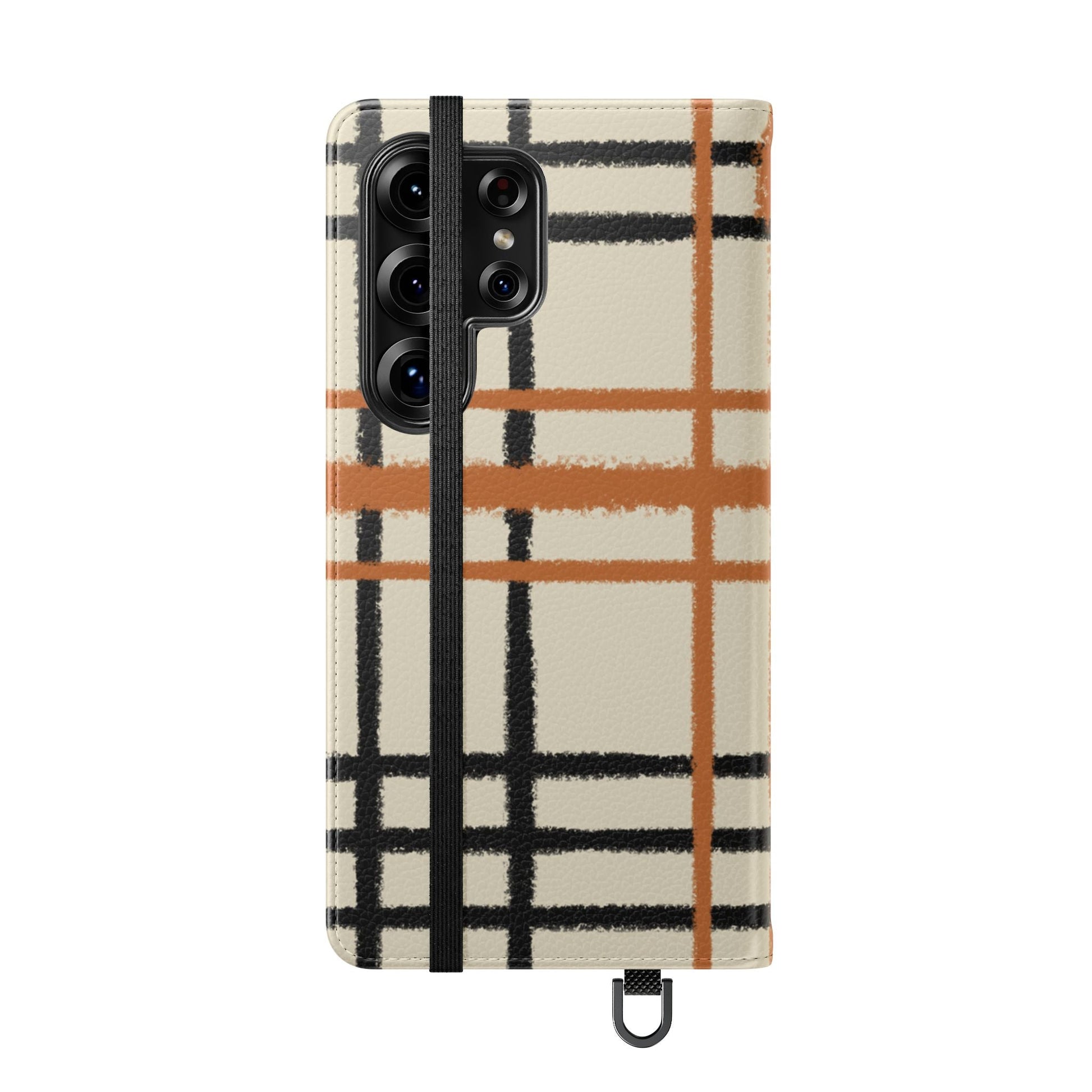 Black and Orange Plaid Flip Cases, Artsulli - Art is Long, Life is Short, Phone Case, , , , , , , 