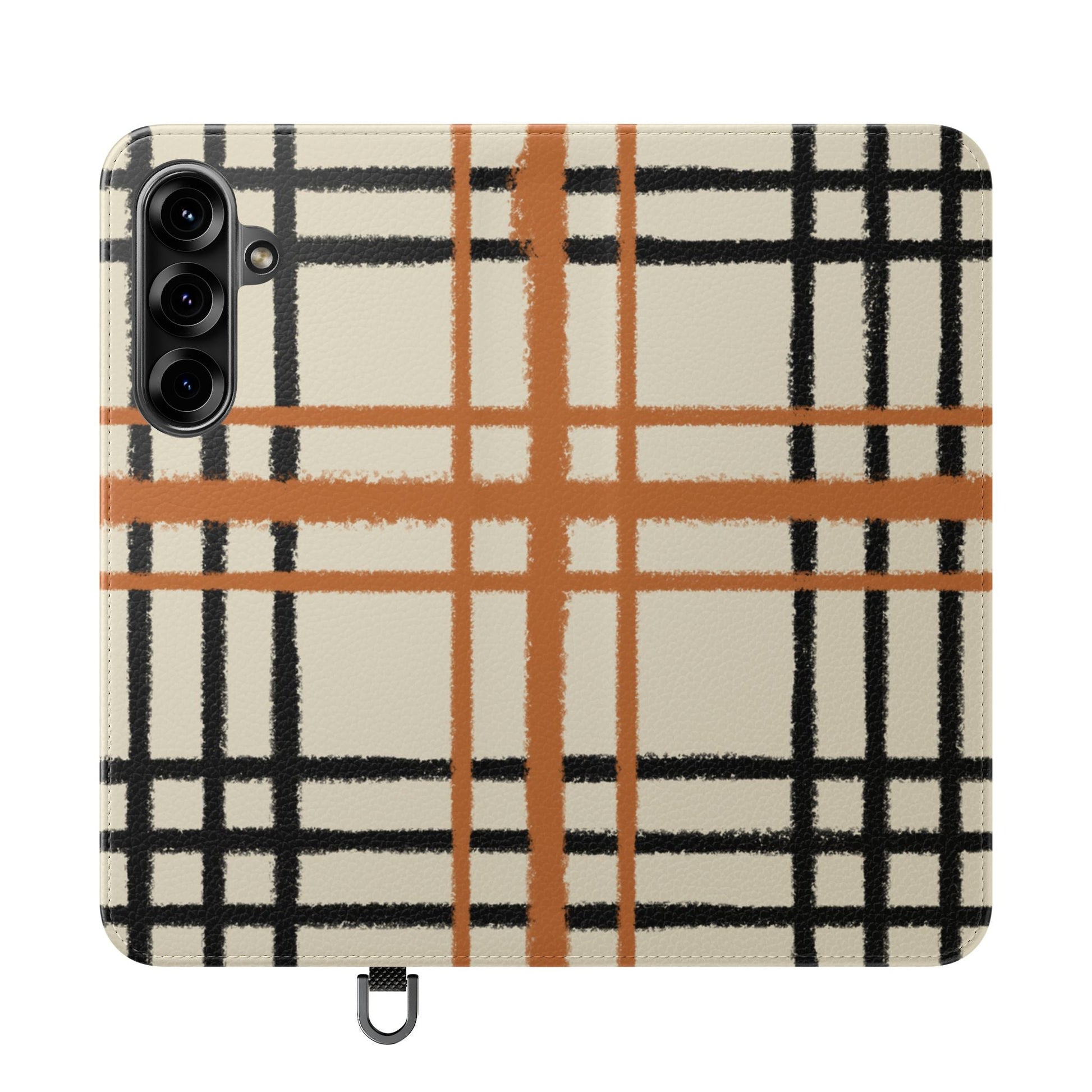 Black and Orange Plaid Flip Cases, Artsulli - Art is Long, Life is Short, Phone Case, Size, Samsung Galaxy S25 Plus, , , , , 20535739426858804462
