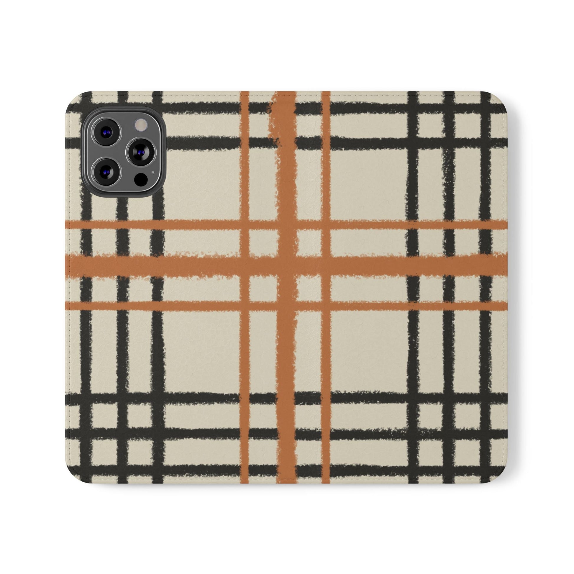Black and Orange Plaid Flip Cases, Artsulli - Art is Long, Life is Short, Phone Case, Size, iPhone 12 Pro Max, , , , , 30693280232670508573