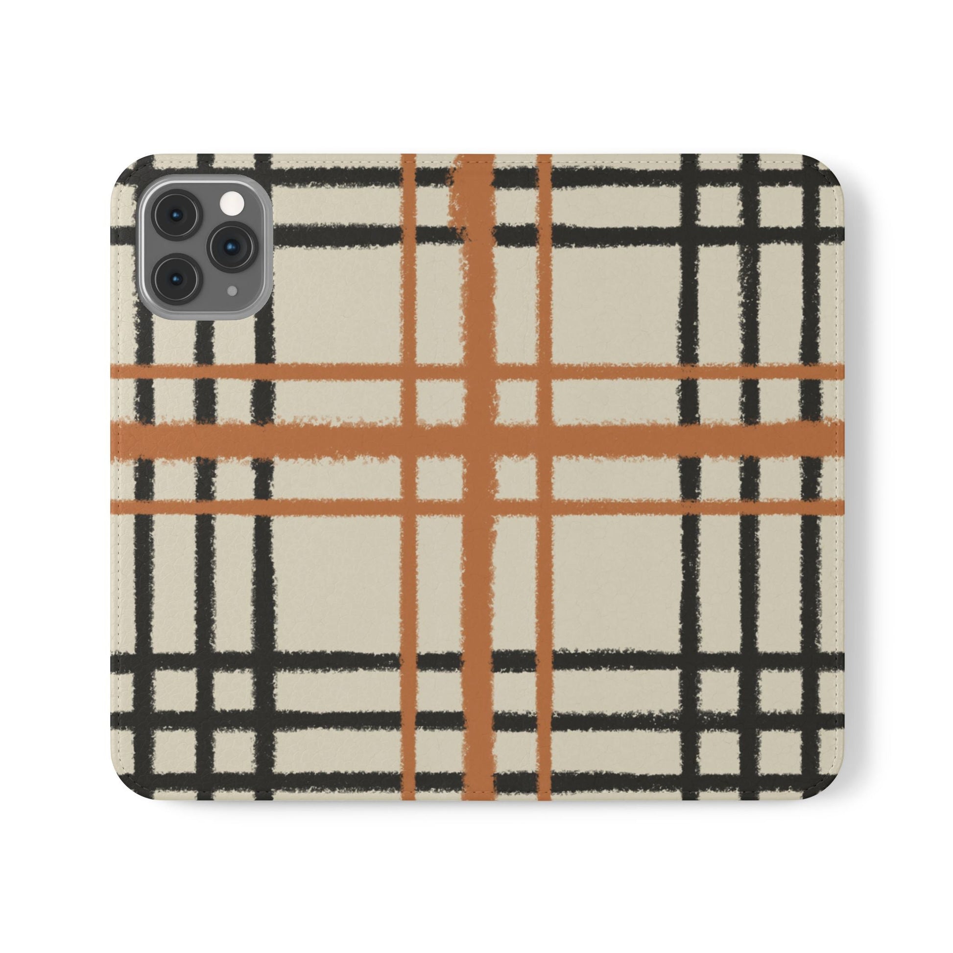 Black and Orange Plaid Flip Cases, Artsulli - Art is Long, Life is Short, Phone Case, Size, iPhone 11 Pro, , , , , 19592826402797085959