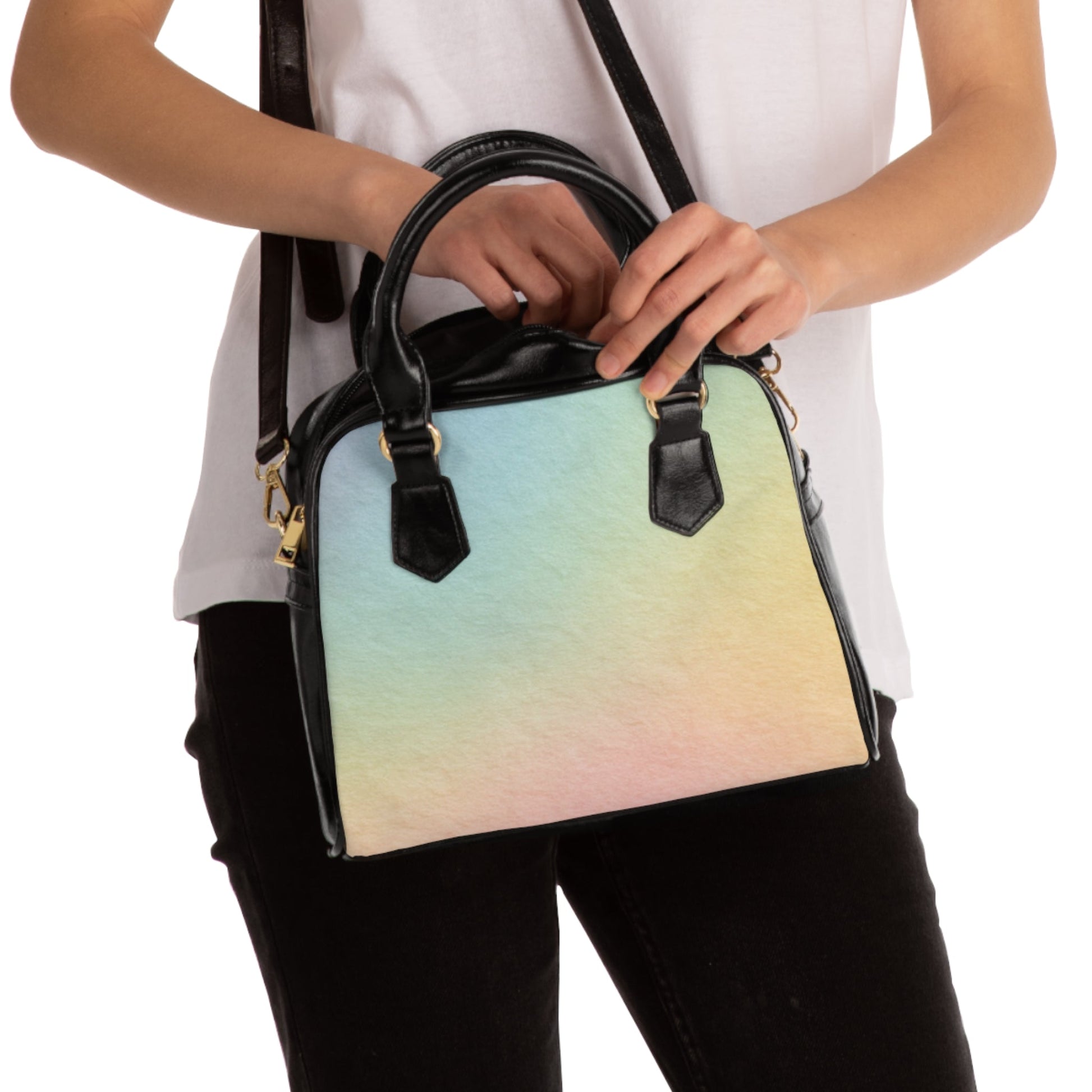 Black and Pastel Rainbow Ombre Satchel, Artsulli - Art is Long, Life is Short, Bags, , , , , , , 