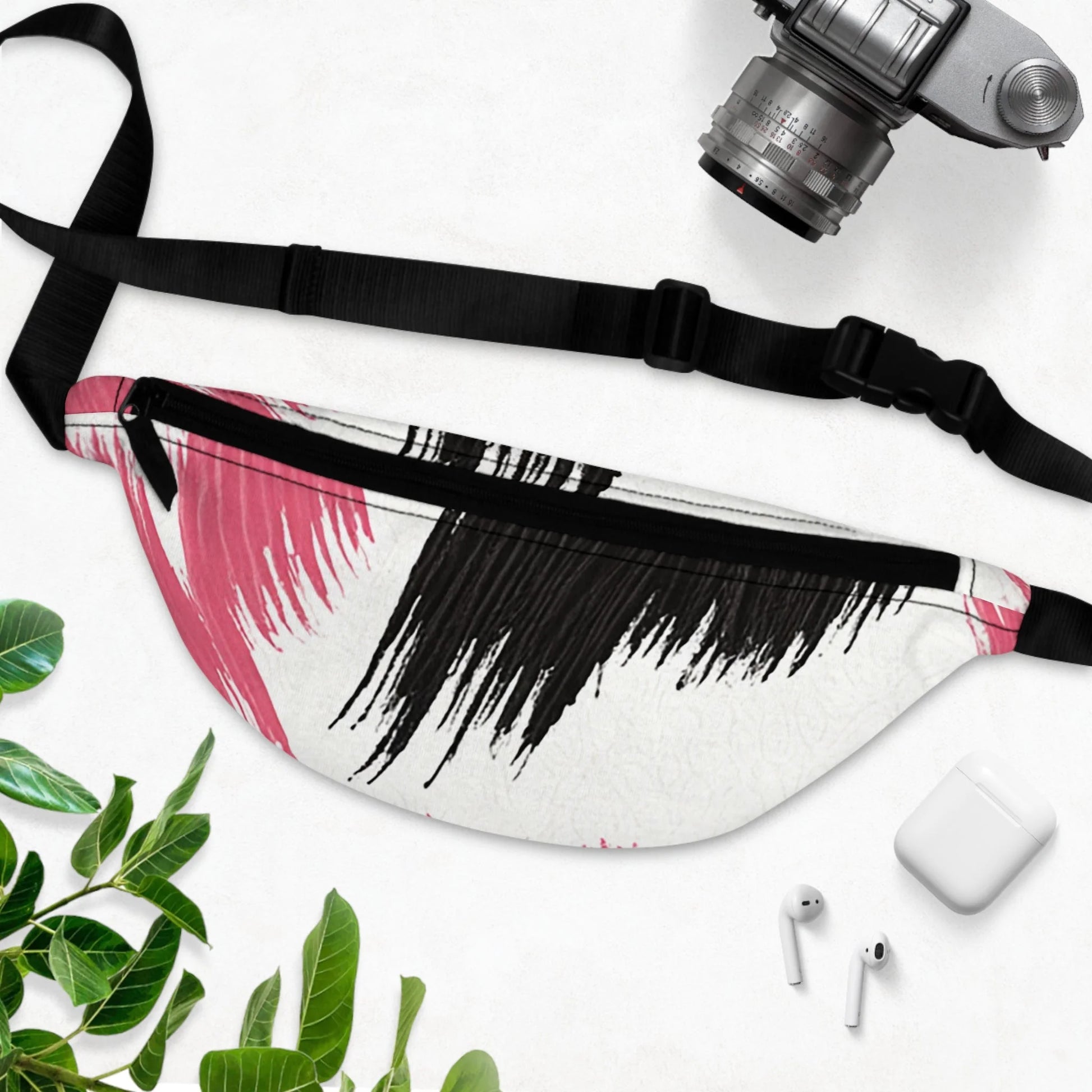 JAKKOUTTHEBXX Black and Pink Brush Stroke Fanny Pack 2025