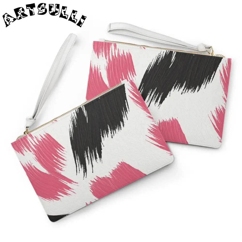 Black and Pink Brushstroke Clutch Bag, Artsulli - Art is Long, Life is Short, Bags, , , , , , , 