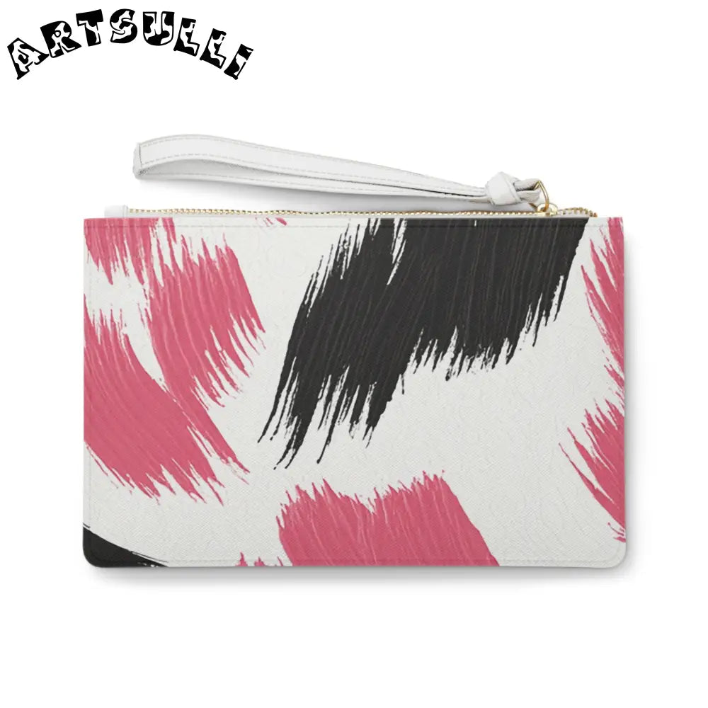 Black and Pink Brushstroke Clutch Bag, Artsulli - Art is Long, Life is Short, Bags, , , , , , , 