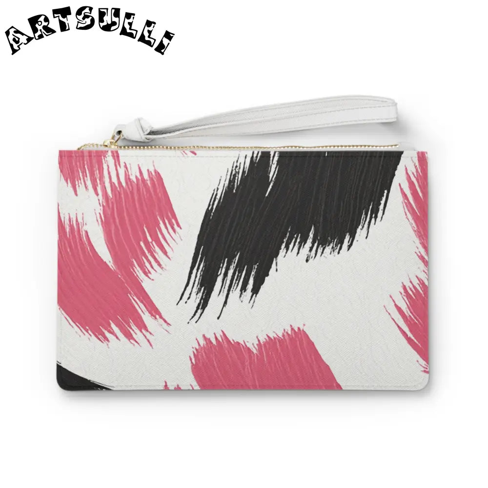 Black and Pink Brushstroke Clutch Bag, Artsulli - Art is Long, Life is Short, Bags, Size, One size, , , , , 14876621096488590672