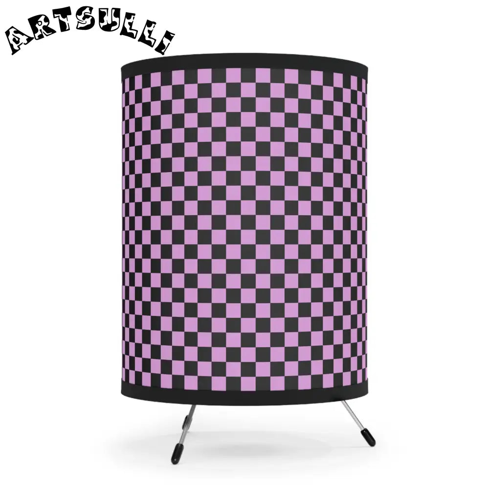 Black and Pink Checkerboard Tripod Lamp, Artsulli - Art is Long, Life is Short, Home Decor, , , , , , , 