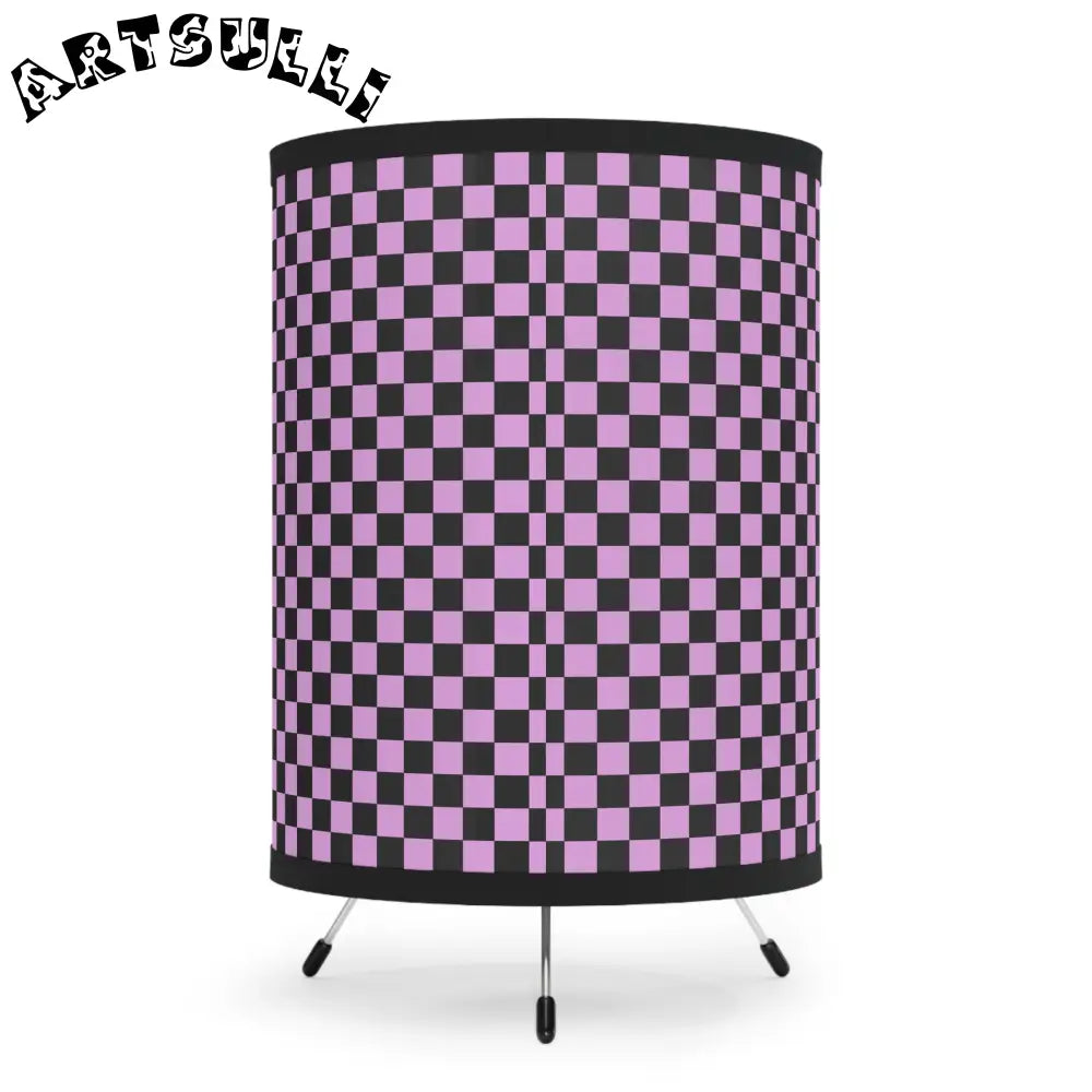 Black and Pink Checkerboard Tripod Lamp, Artsulli - Art is Long, Life is Short, Home Decor, , , , , , , 