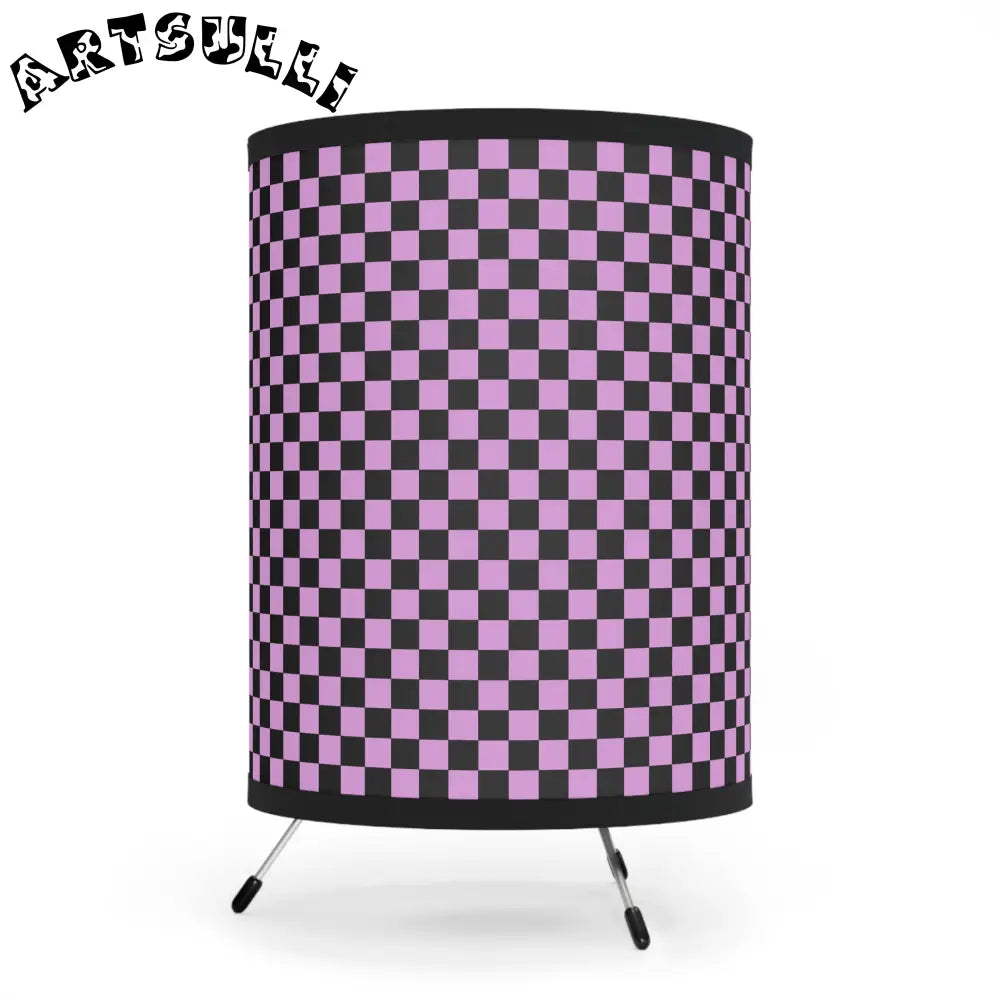 Black and Pink Checkerboard Tripod Lamp, Artsulli - Art is Long, Life is Short, Home Decor, , , , , , , 