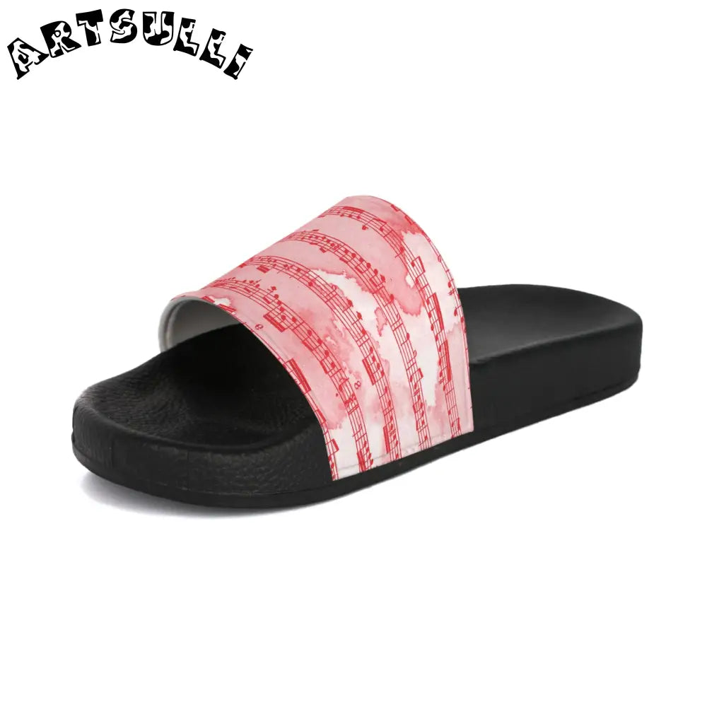 Black and Pink Striped Slide Sandals, Artsulli - Art is Long, Life is Short, Shoes, , , , , , , 