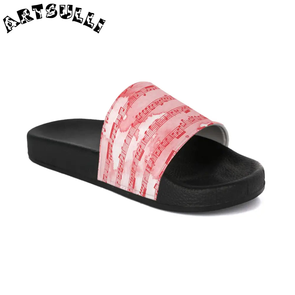 Black and Pink Striped Slide Sandals, Artsulli - Art is Long, Life is Short, Shoes, , , , , , , 