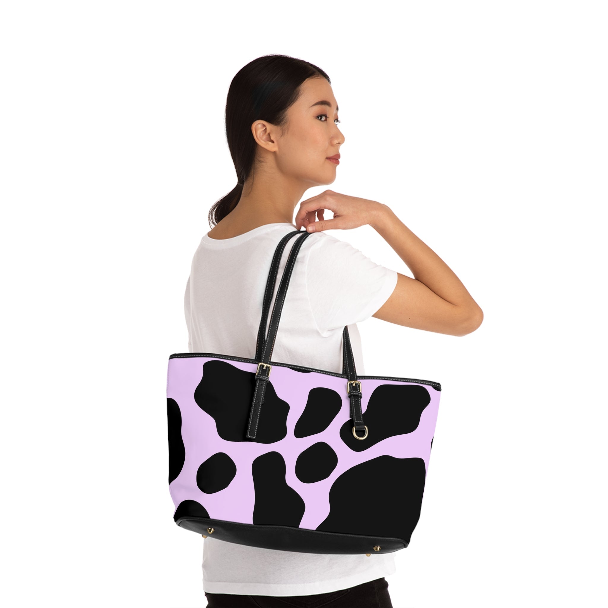 Black and Purple Cow Print Shoulder Bag, Artsulli - Art is Long, Life is Short, Bags, , , , , , , 
