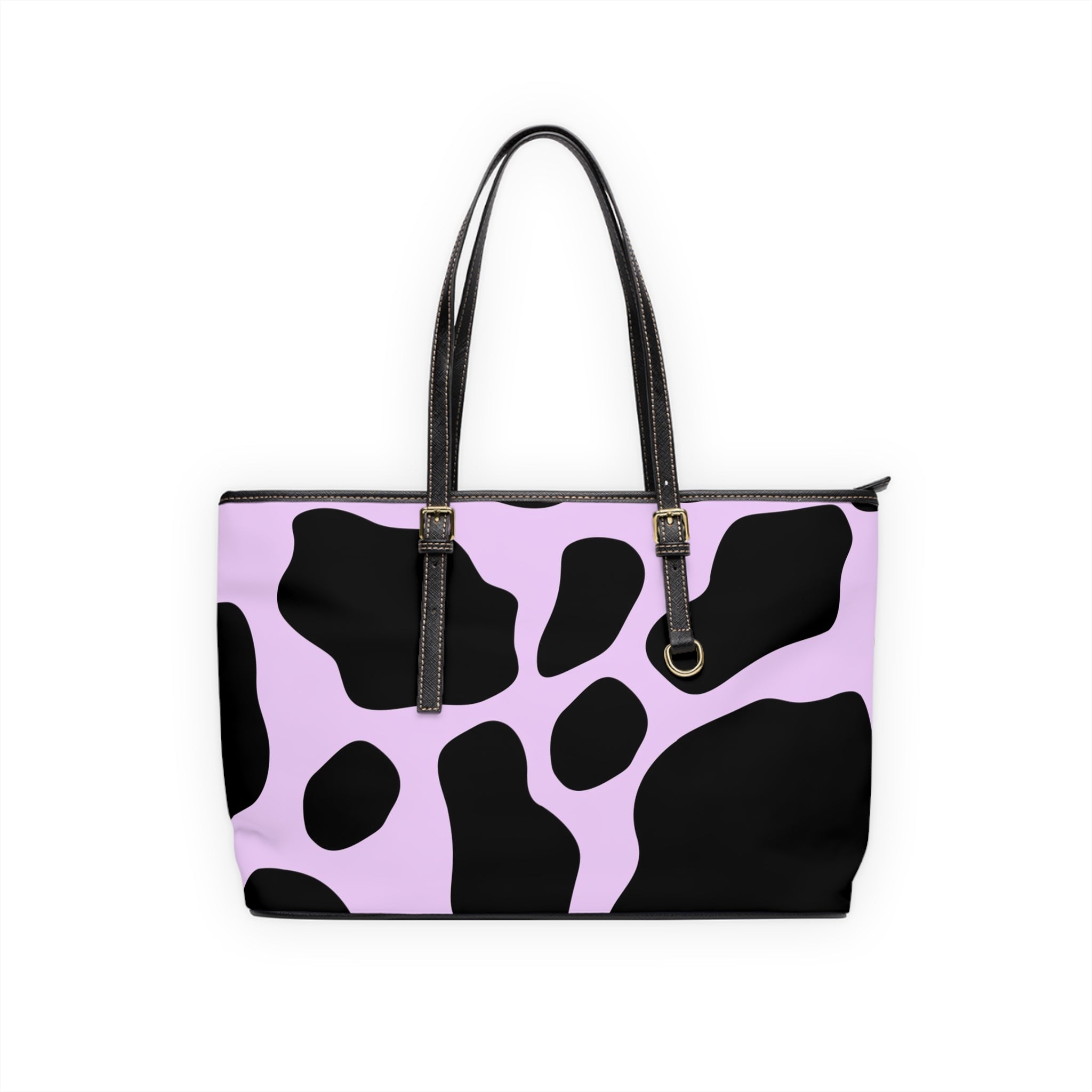 Black and Purple Cow Print Shoulder Bag, Artsulli - Art is Long, Life is Short, Bags, Size, 17" x 11", Color, Black, , , 29744941802127312215