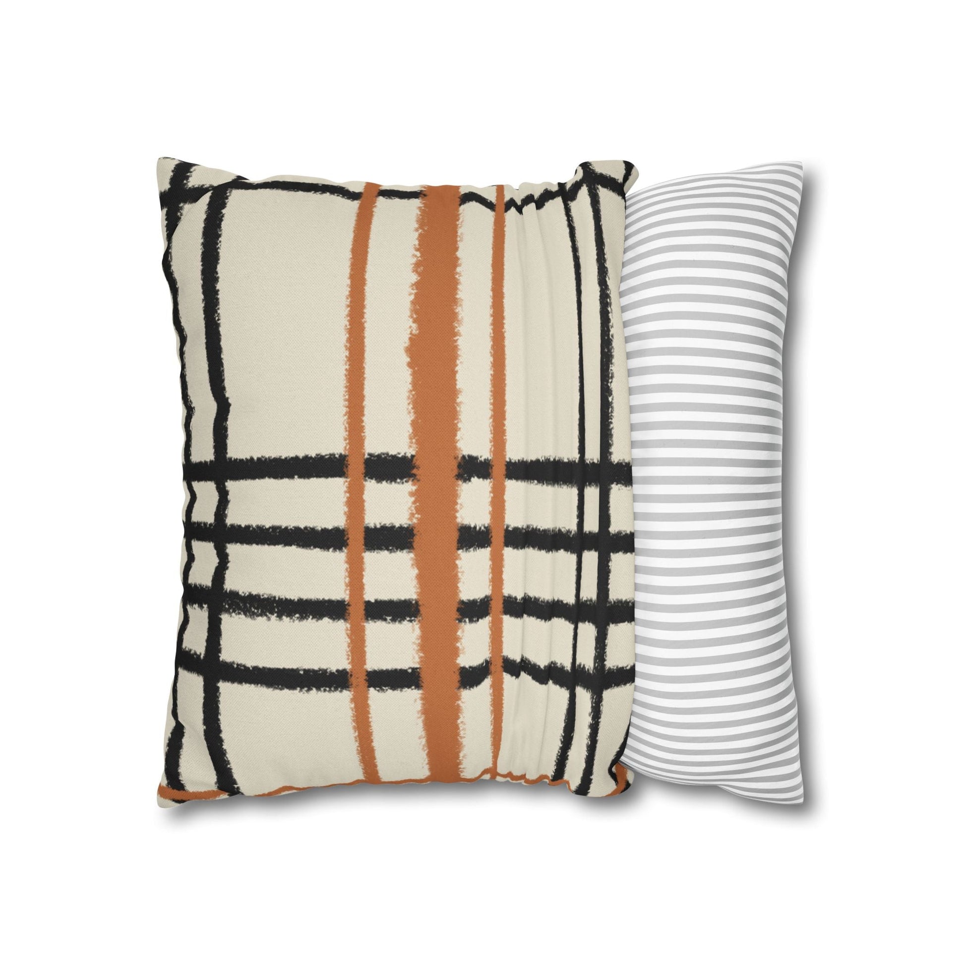 Black and Rust Orange Abstract Plaid Pillow, Artsulli - Art is Long, Life is Short, Home Decor, , , , , , , 