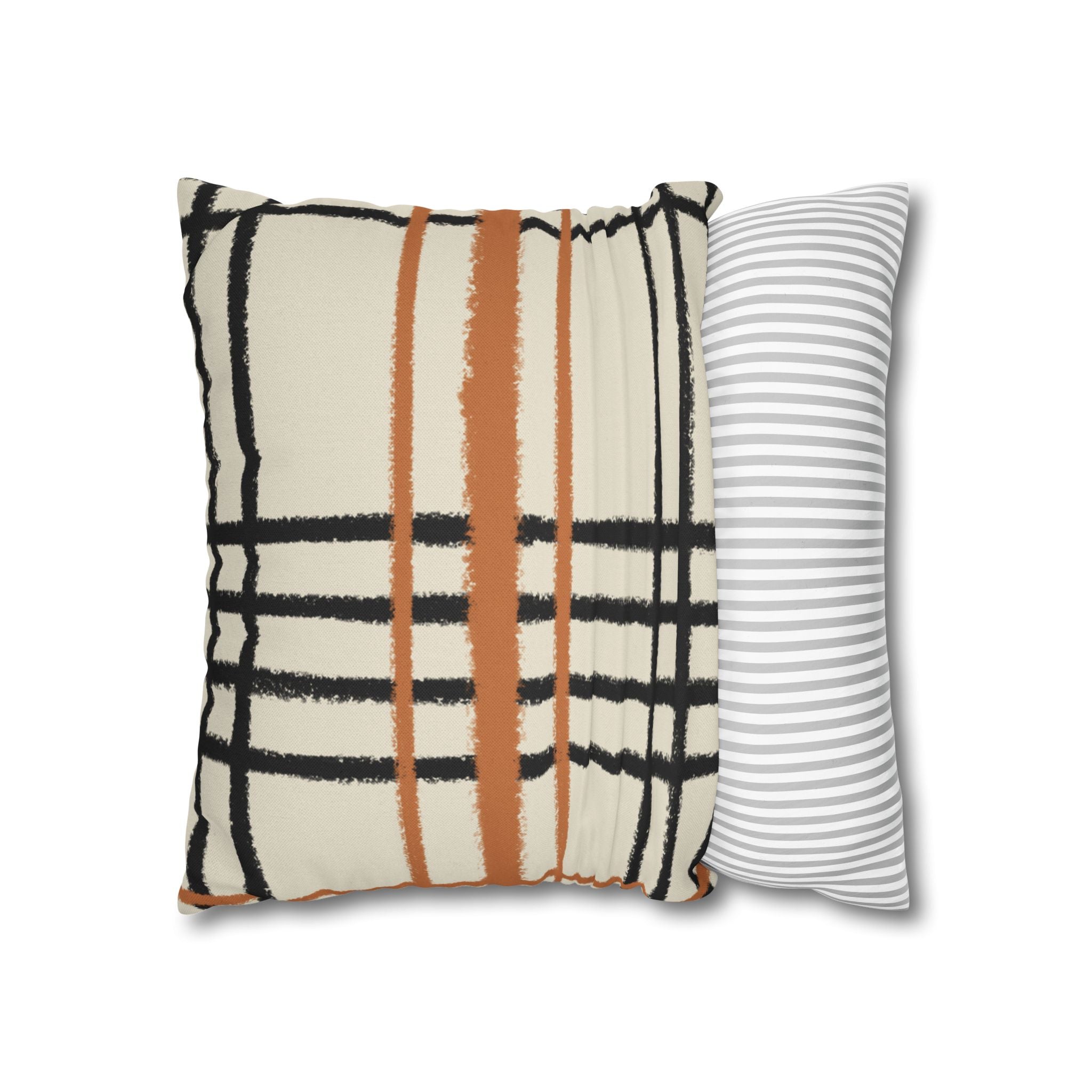 Black and Rust Orange Abstract Plaid Pillow, Artsulli - Art is Long, Life is Short, Home Decor, , , , , , , 