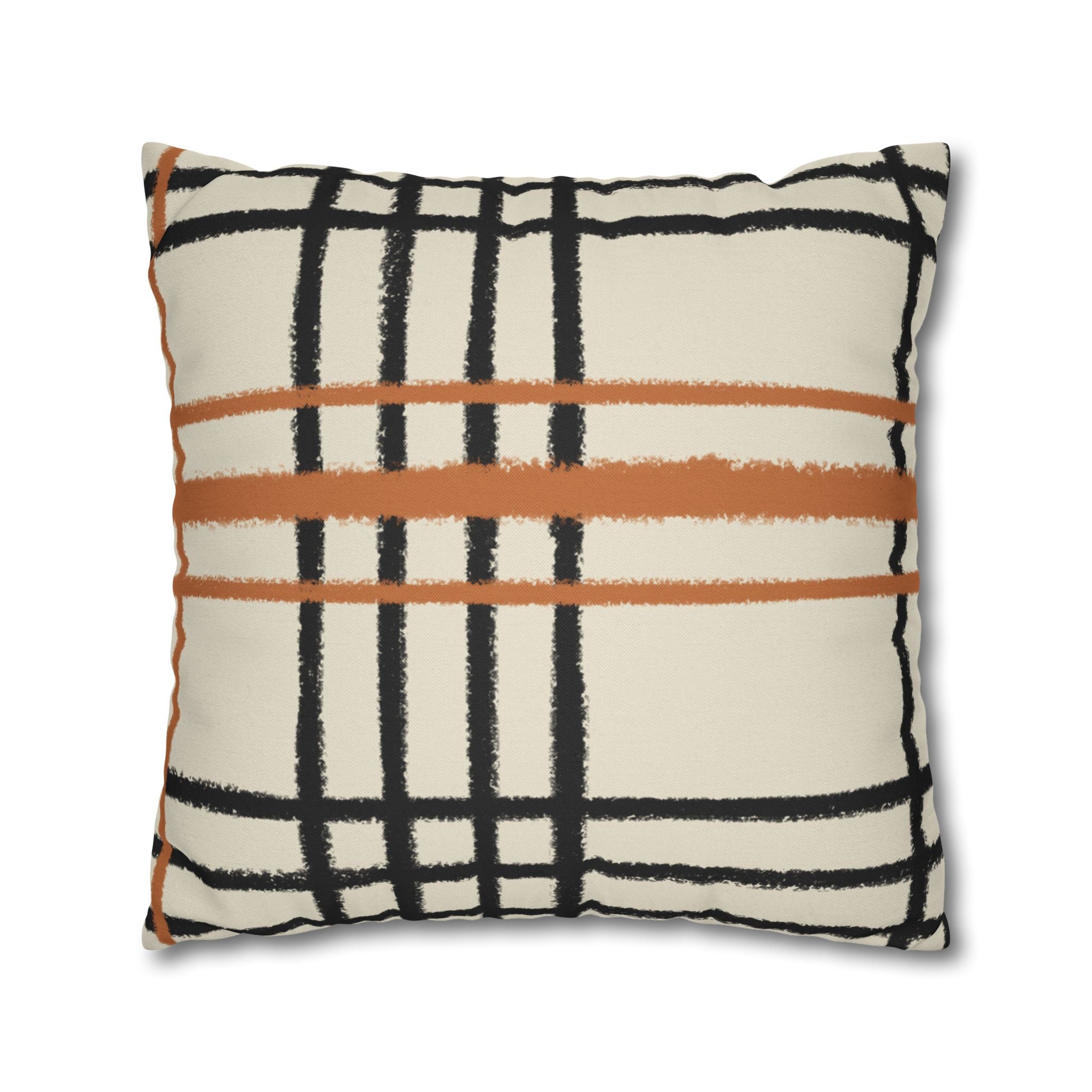 Black and Rust Orange Abstract Plaid Pillow, Artsulli - Art is Long, Life is Short, Home Decor, , , , , , , 
